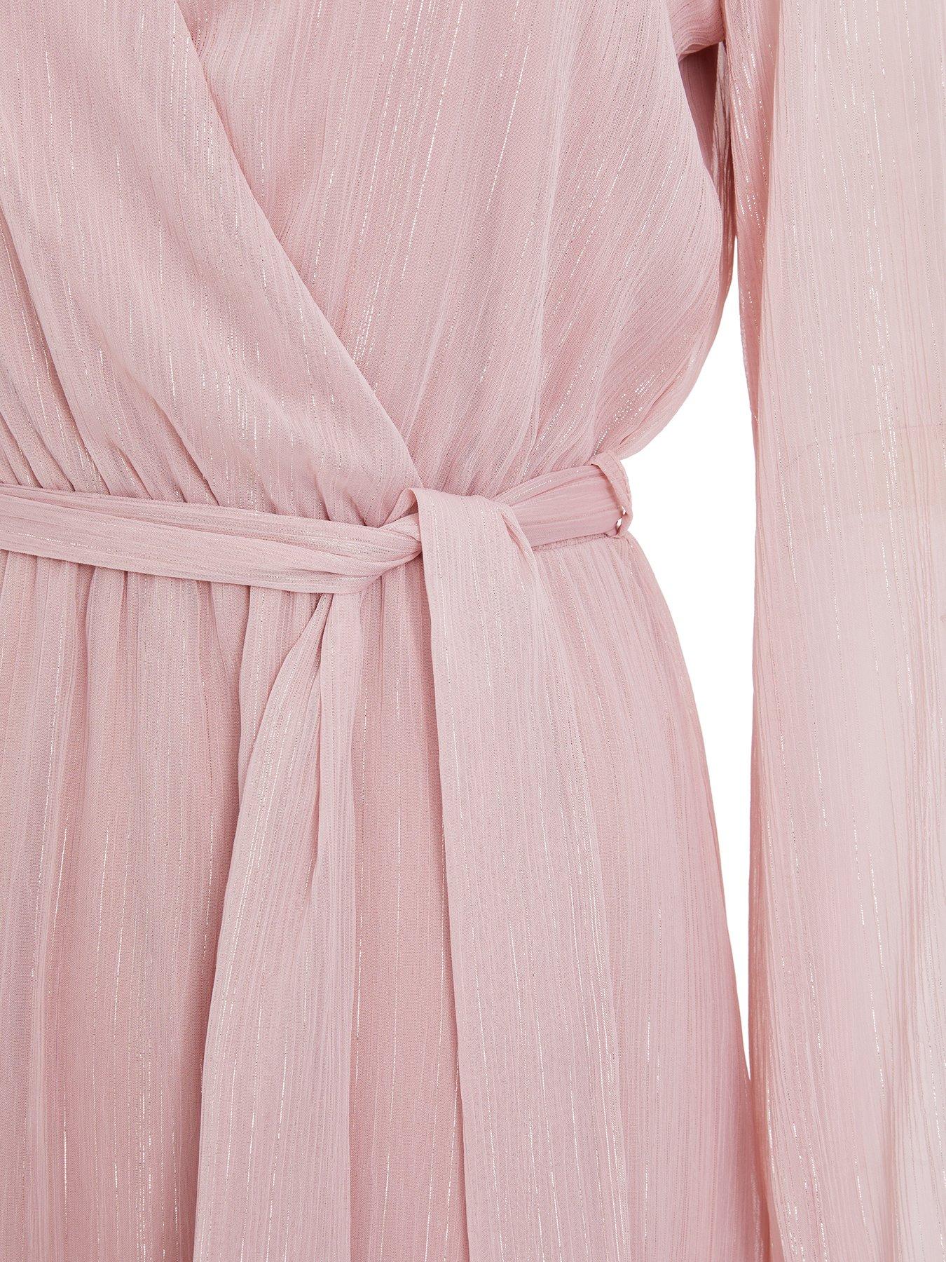 Women Pink Chiffon Wrap Dress