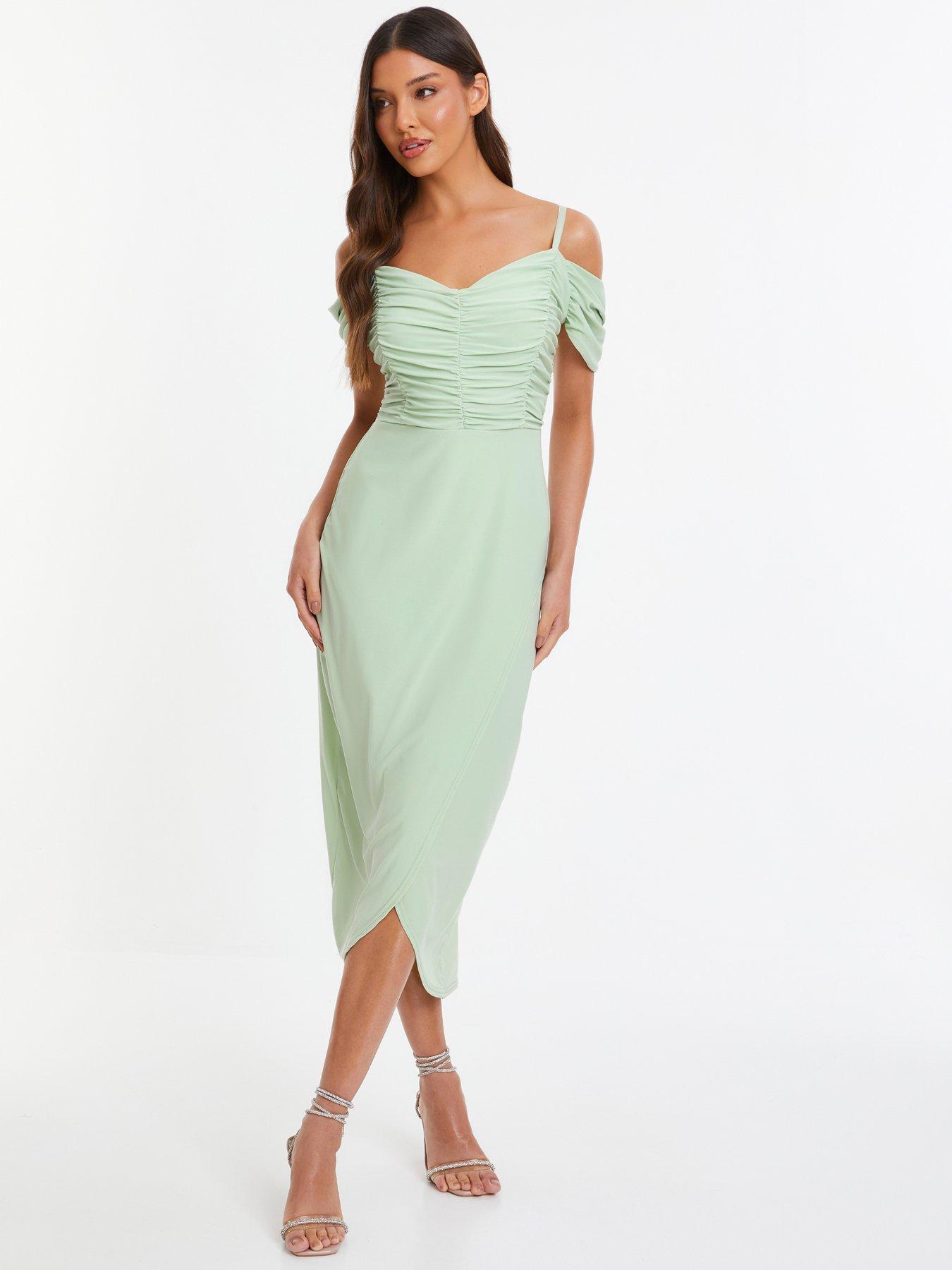 Quiz Sage Drop Shoulder Midi Dress