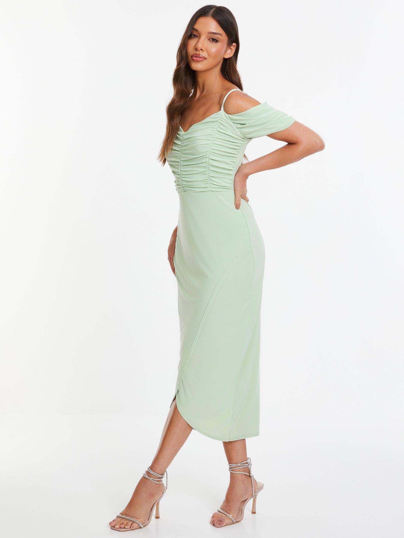 Quiz Sage Drop Shoulder Midi Dress | Very.co.uk