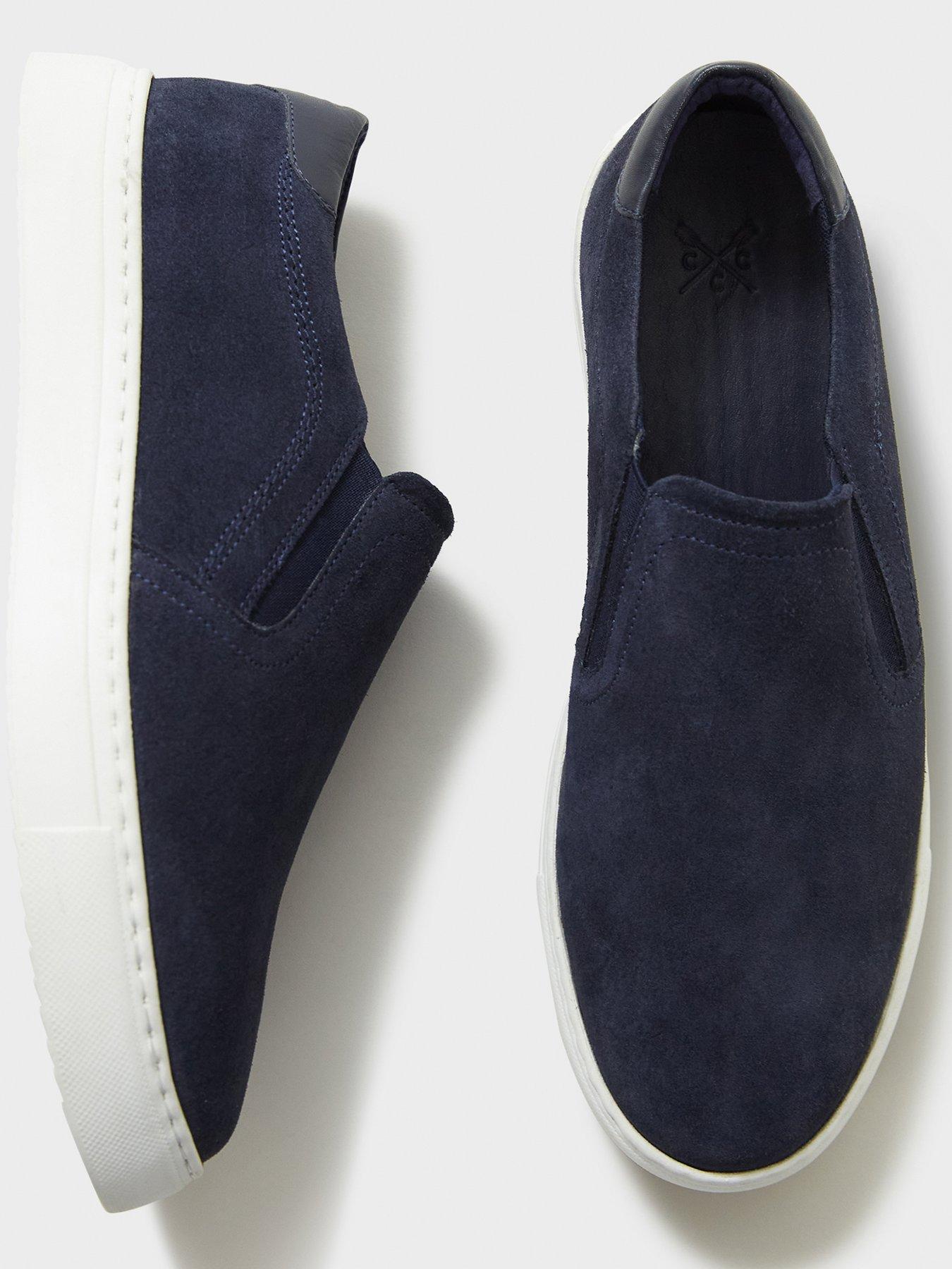 Crew Clothing Slip On Suede Trainer - Navy | Very.co.uk