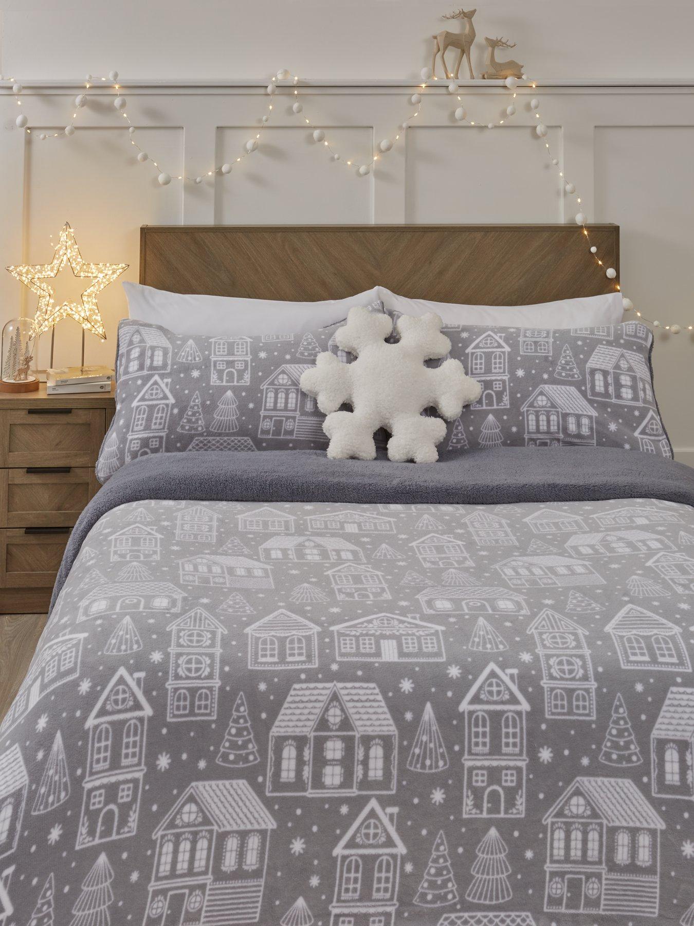 Very Home Nordic Christmas House Fleece Duvet Cover Set