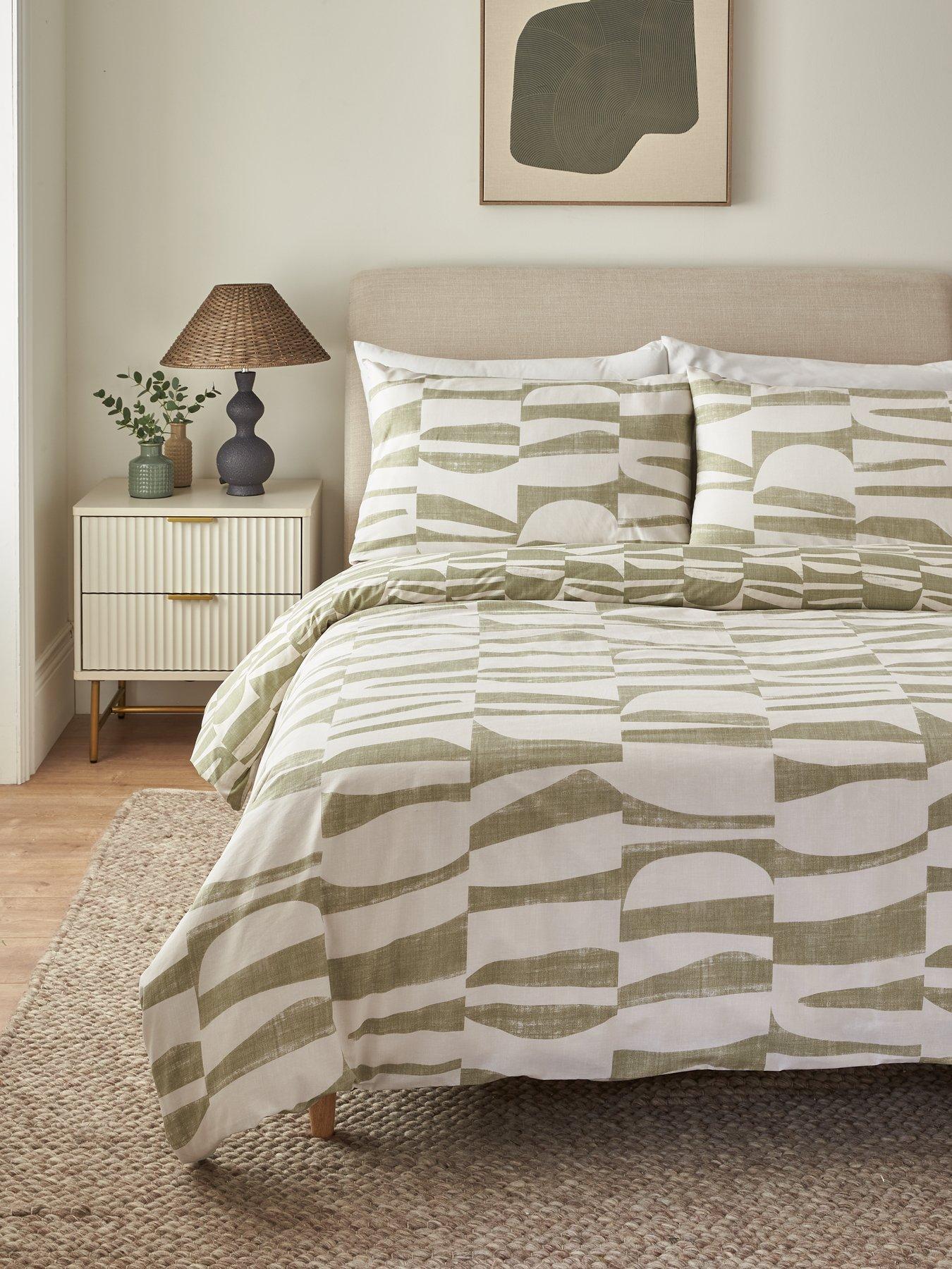 Product photograph of Everyday Olive Geo Print Duvet Cover Set from very.co.uk