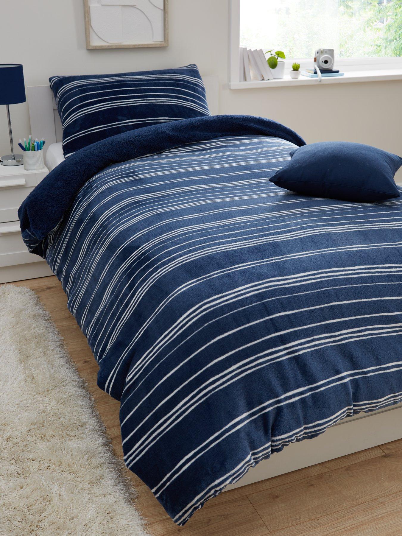 Product photograph of Very Home Kids Cosy Stripe Fleece Duvet Cover Set from very.co.uk