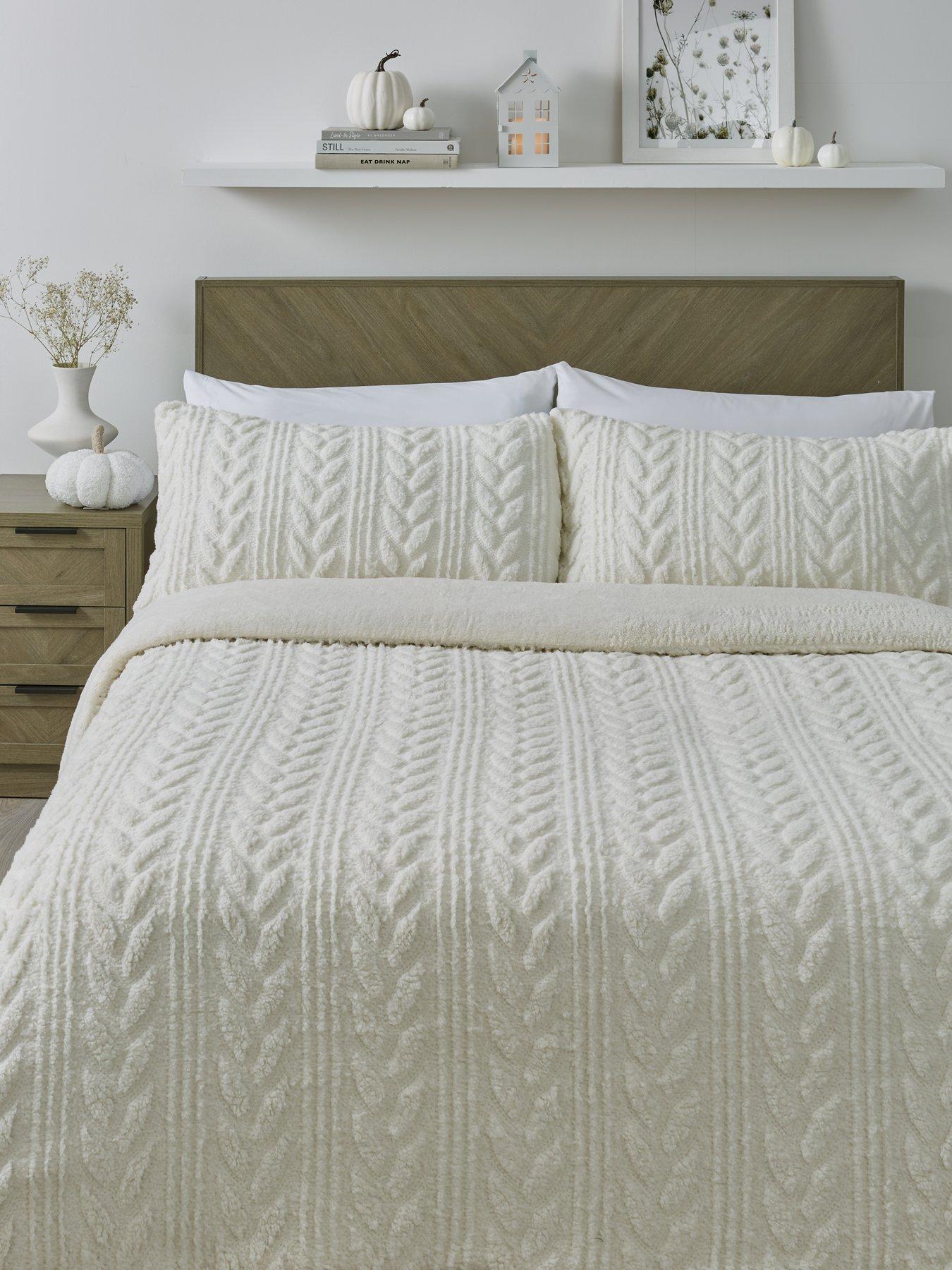 Product photograph of Very Home Cosy Cable Knit Fleece Duvet Cover Set from very.co.uk