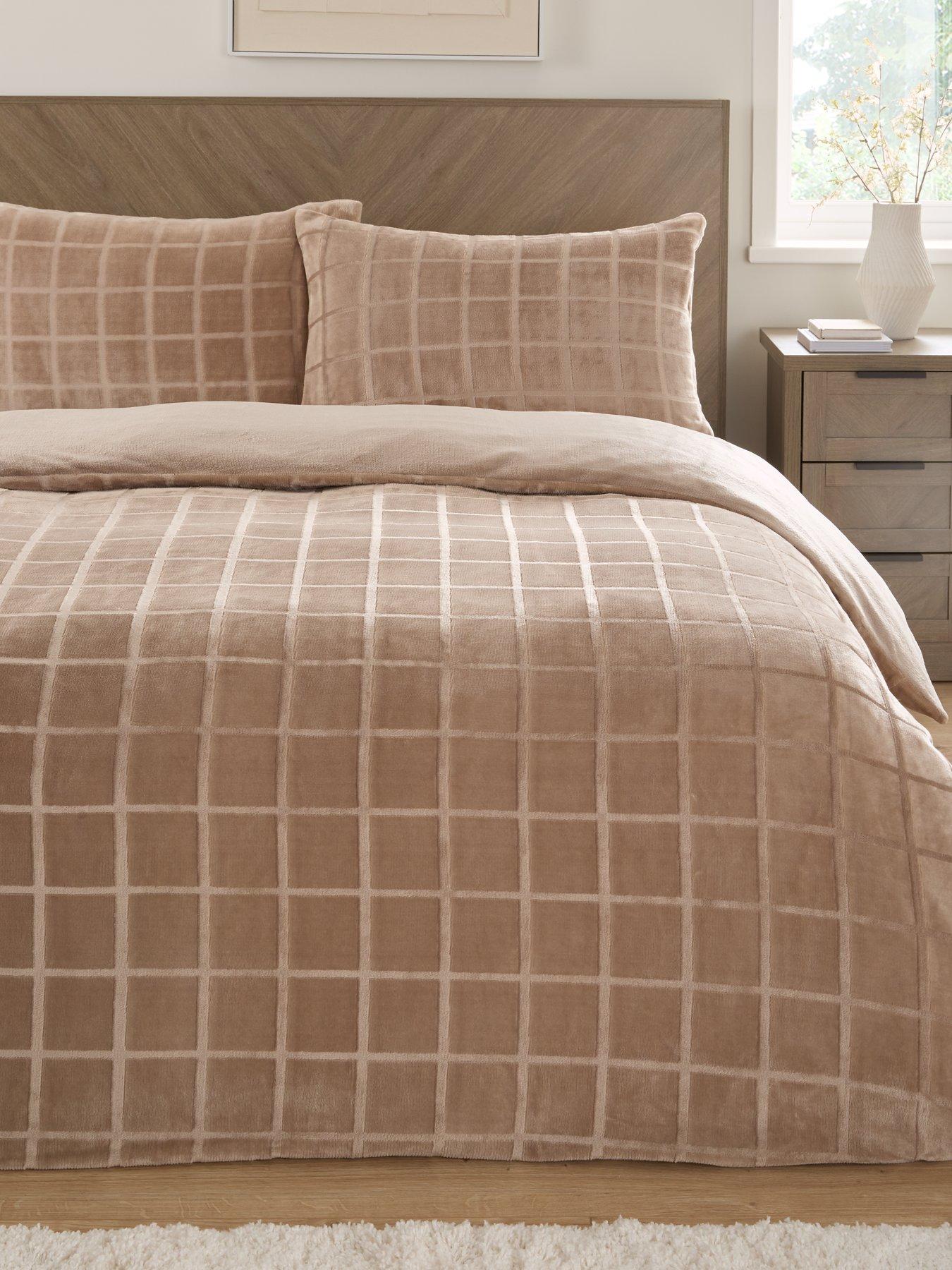undefined Check Fleece Duvet Cover Set