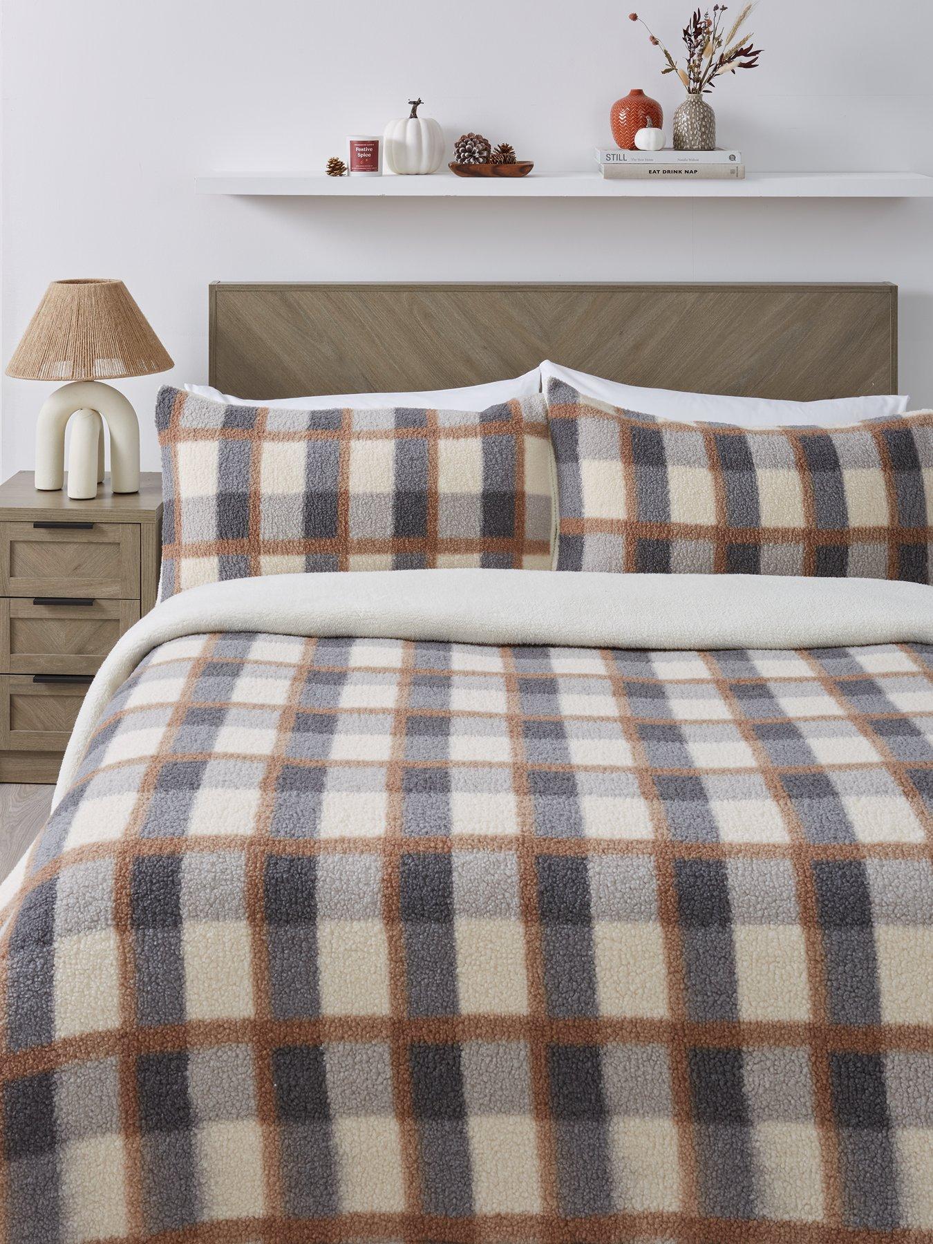 undefined Boucle Check Fleece Duvet Cover Set