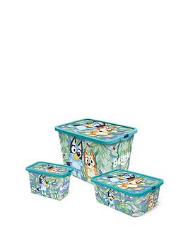Product photograph of Bluey Set Of 3 Storage Boxes from very.co.uk