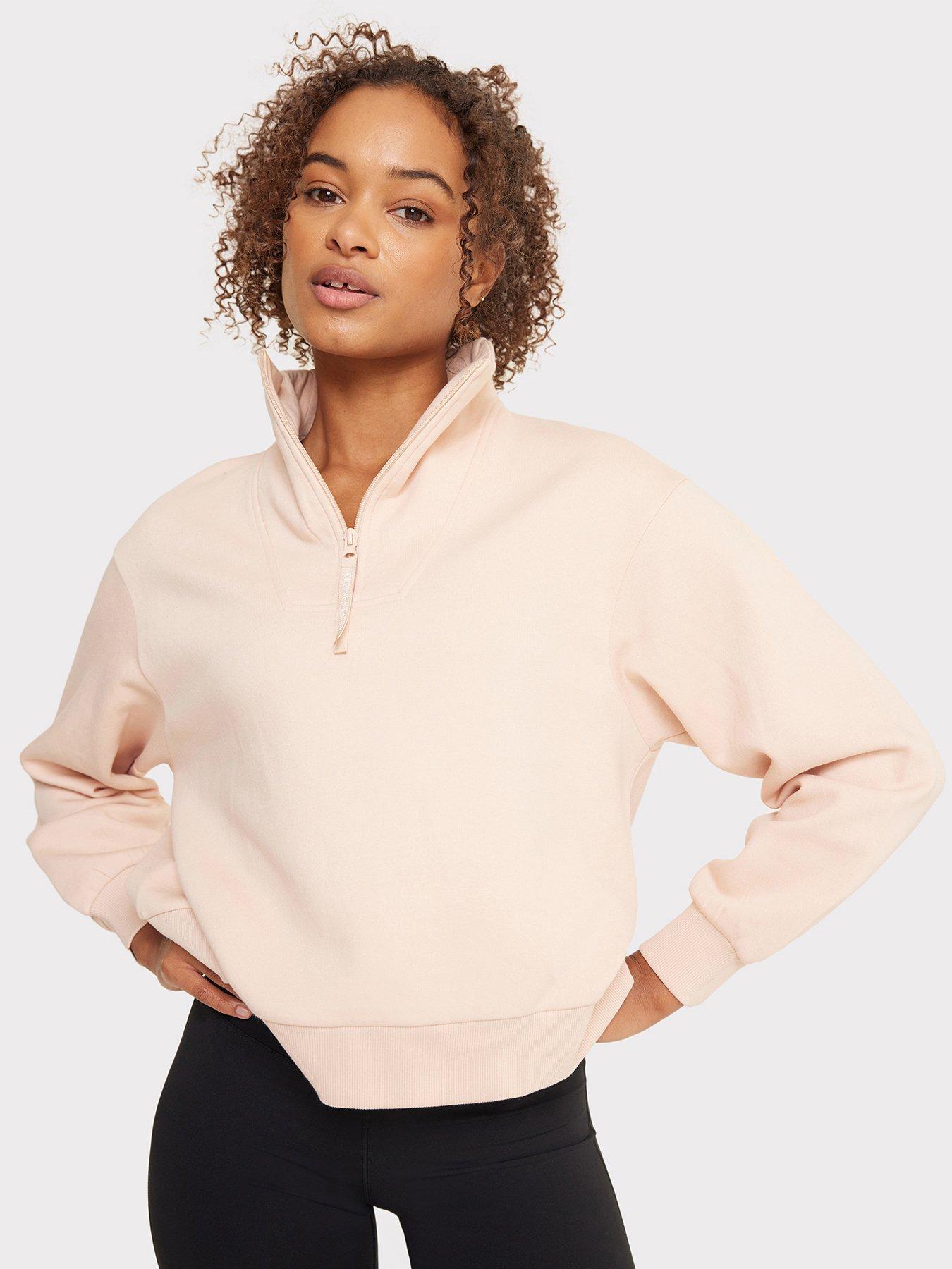 Quarter zip sweatshirt pink best sale