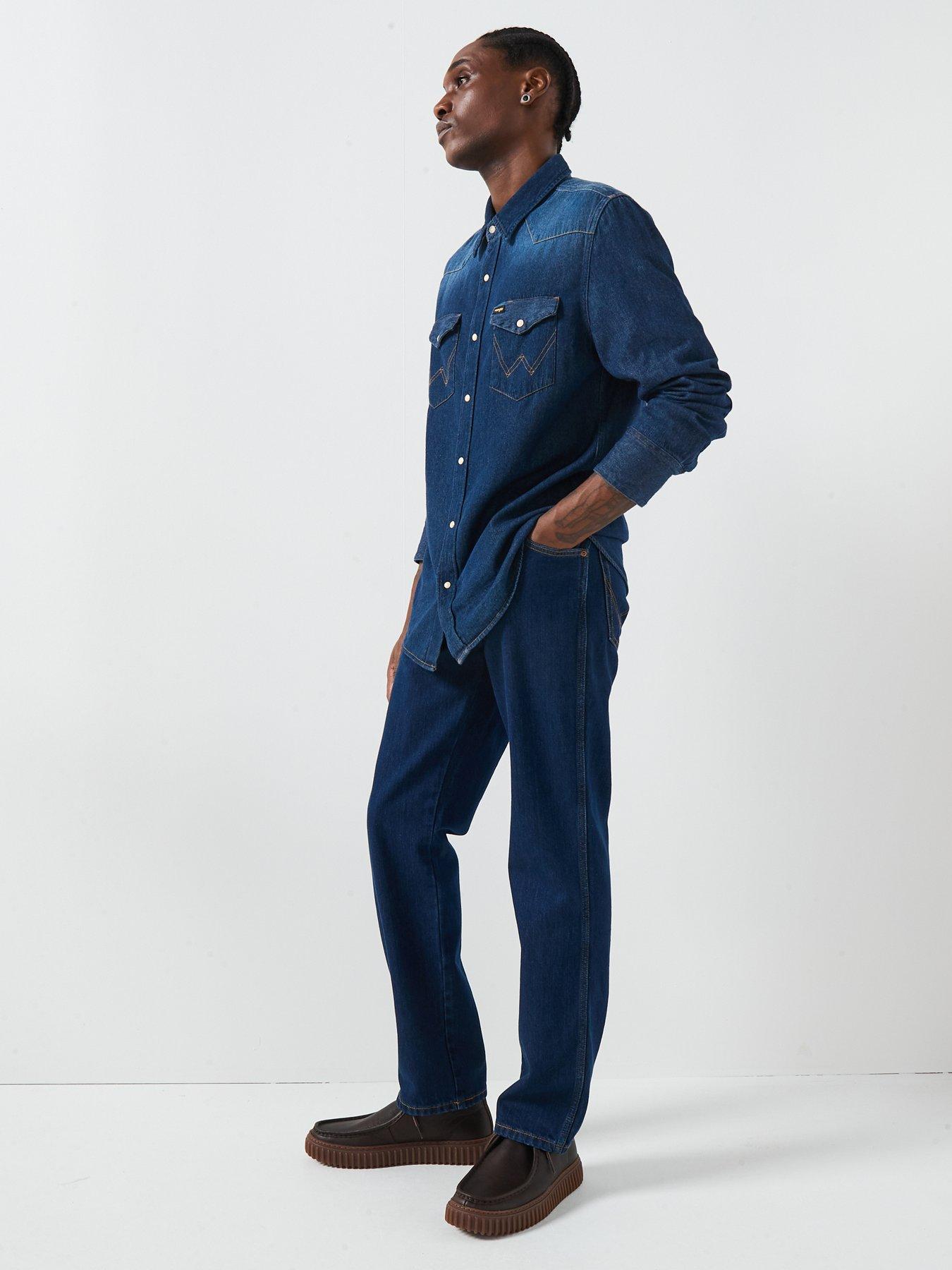 Wrangler Herren Texas Straight Jeans Darkstone Blue - Klassieke Rechte Pasvorm 32W/32L