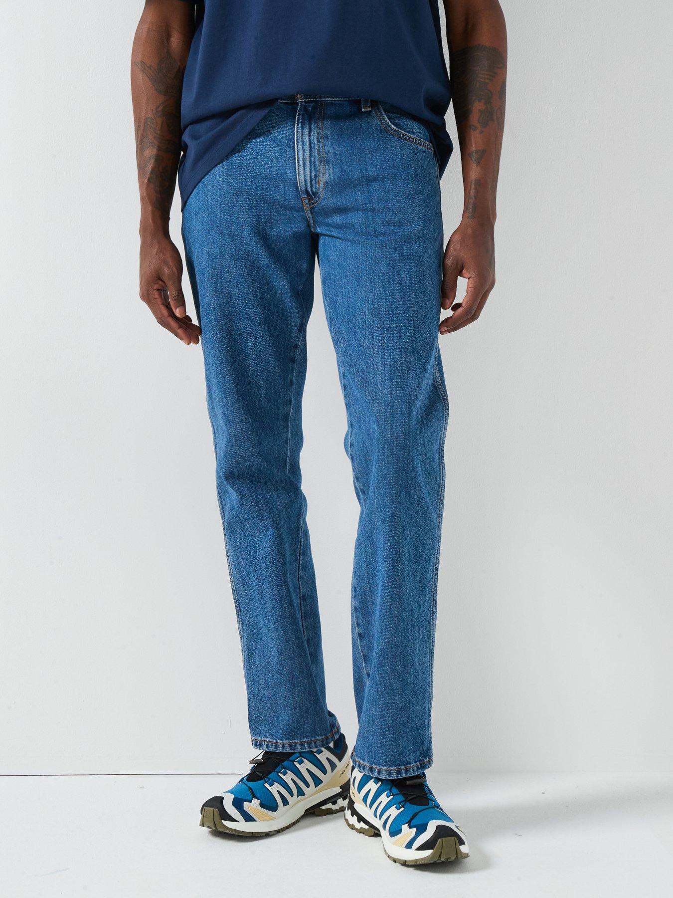 Wrangler Texas Straight Fit Jeans, Blue, Size 32, Inside Leg Long, Men