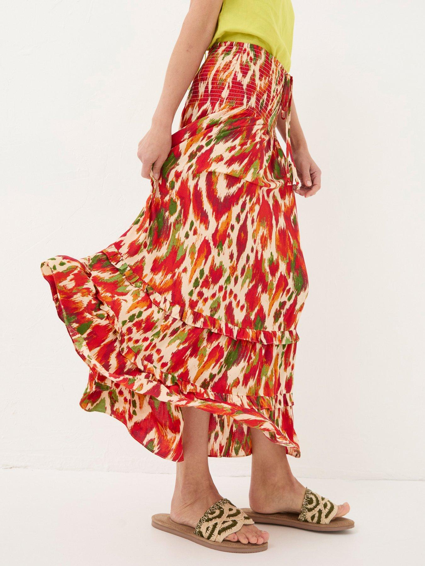 Fatface Tegan Paradise Ikat Midi Skirt Multi Uk