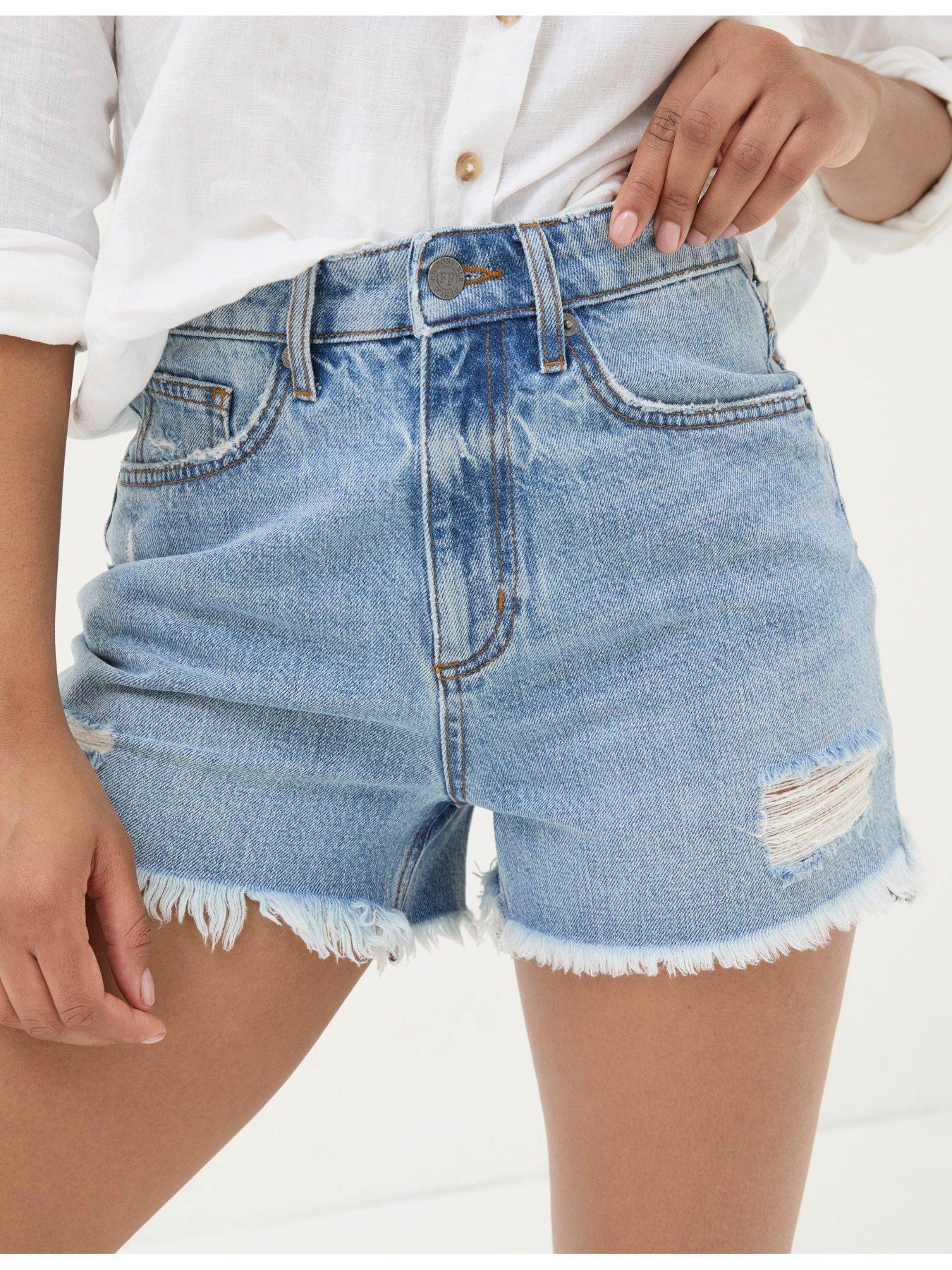 FatFace Holywell Denim Cut Off Short - Blue | Very.co.uk