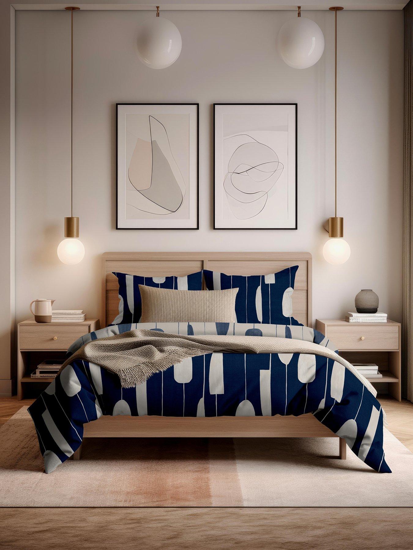 Product photograph of Copenhagen Home Luka Navy Duvet Cover Set from very.co.uk