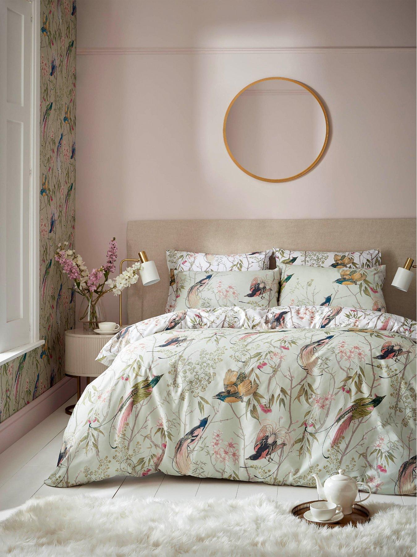 Product photograph of Graham Brown Clavering Birds 100 Cotton Sateen Duvet Cover Set from very.co.uk