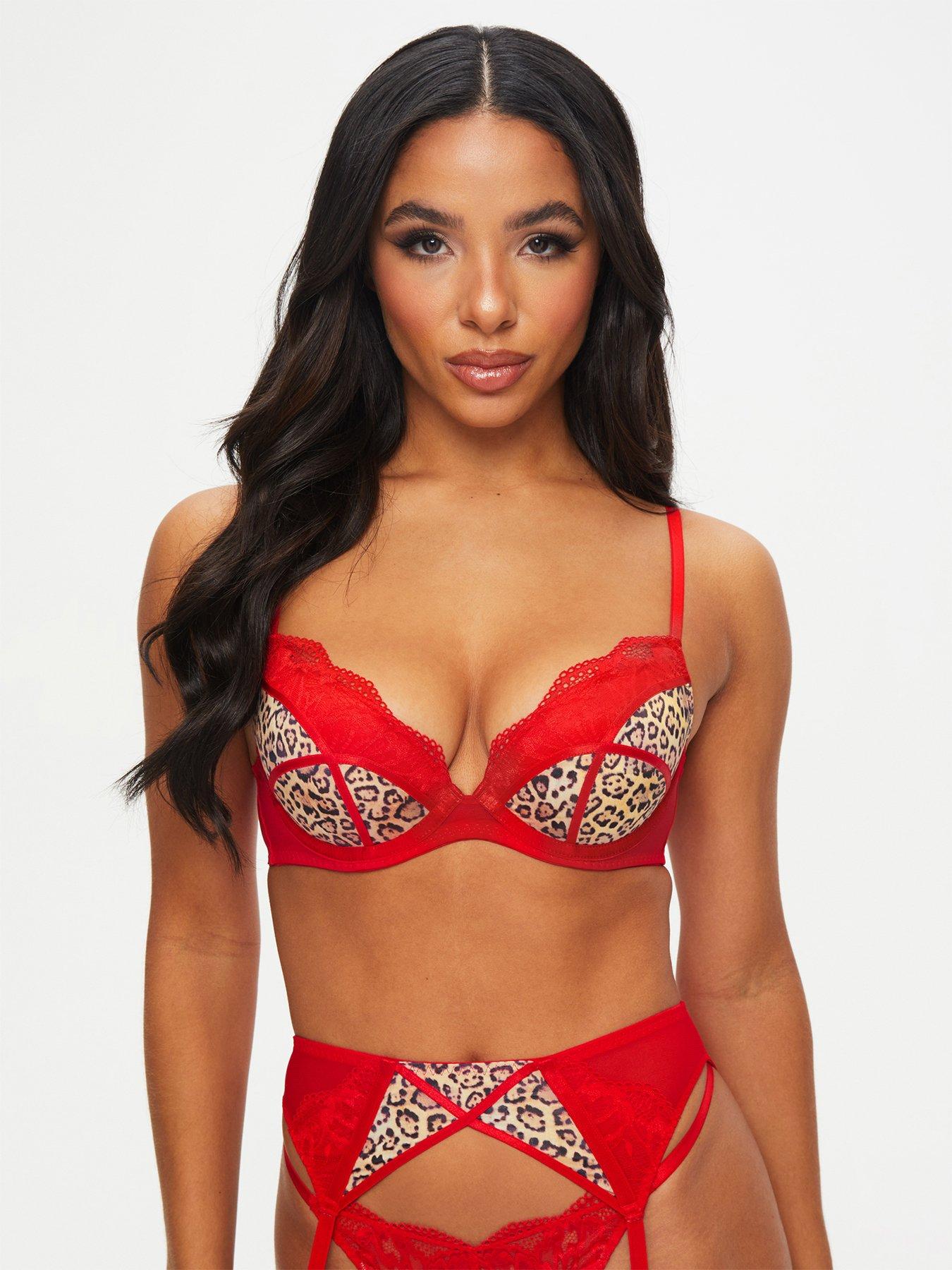 Buy Ann Summers Instinctive animal print padded plunge bra in red- find  codes and free shipping