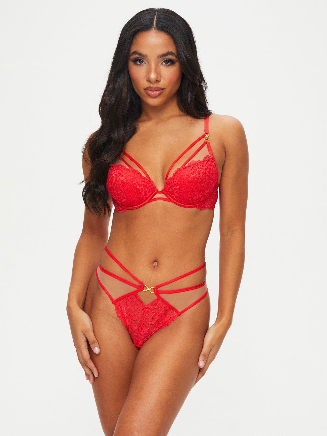 Ann Summers Strappy Mesh Bralette, Thong And Harness 3-piece Set