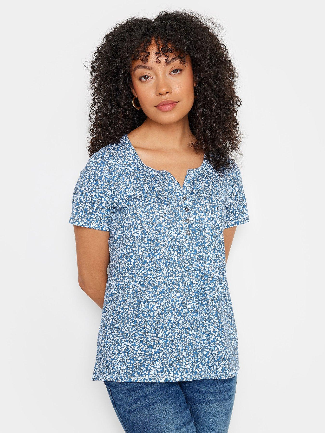 undefined Ditsy Cotton Henley T Shirt