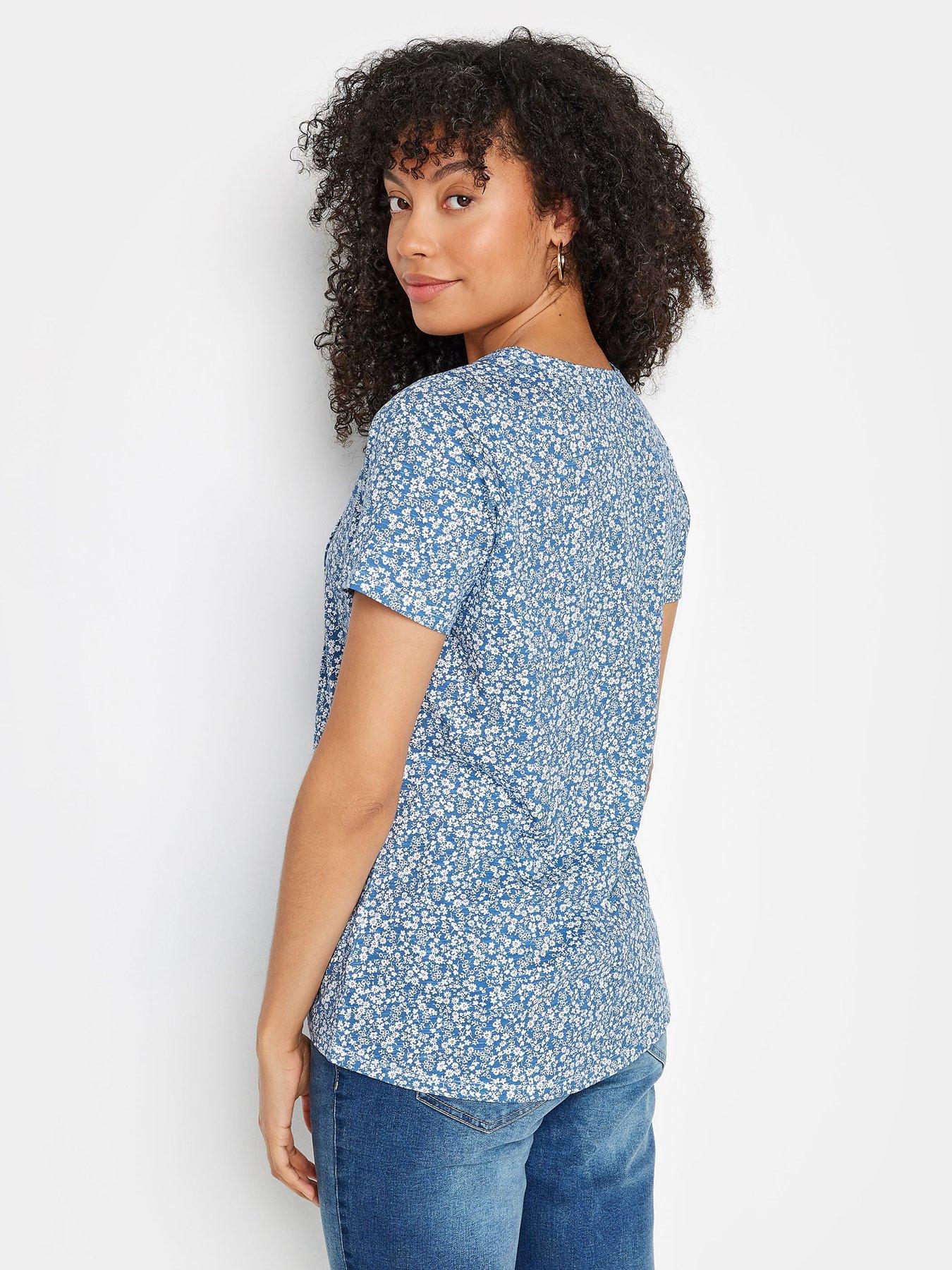 Image 2 of 4 of M&Co Ditsy Cotton Henley T Shirt