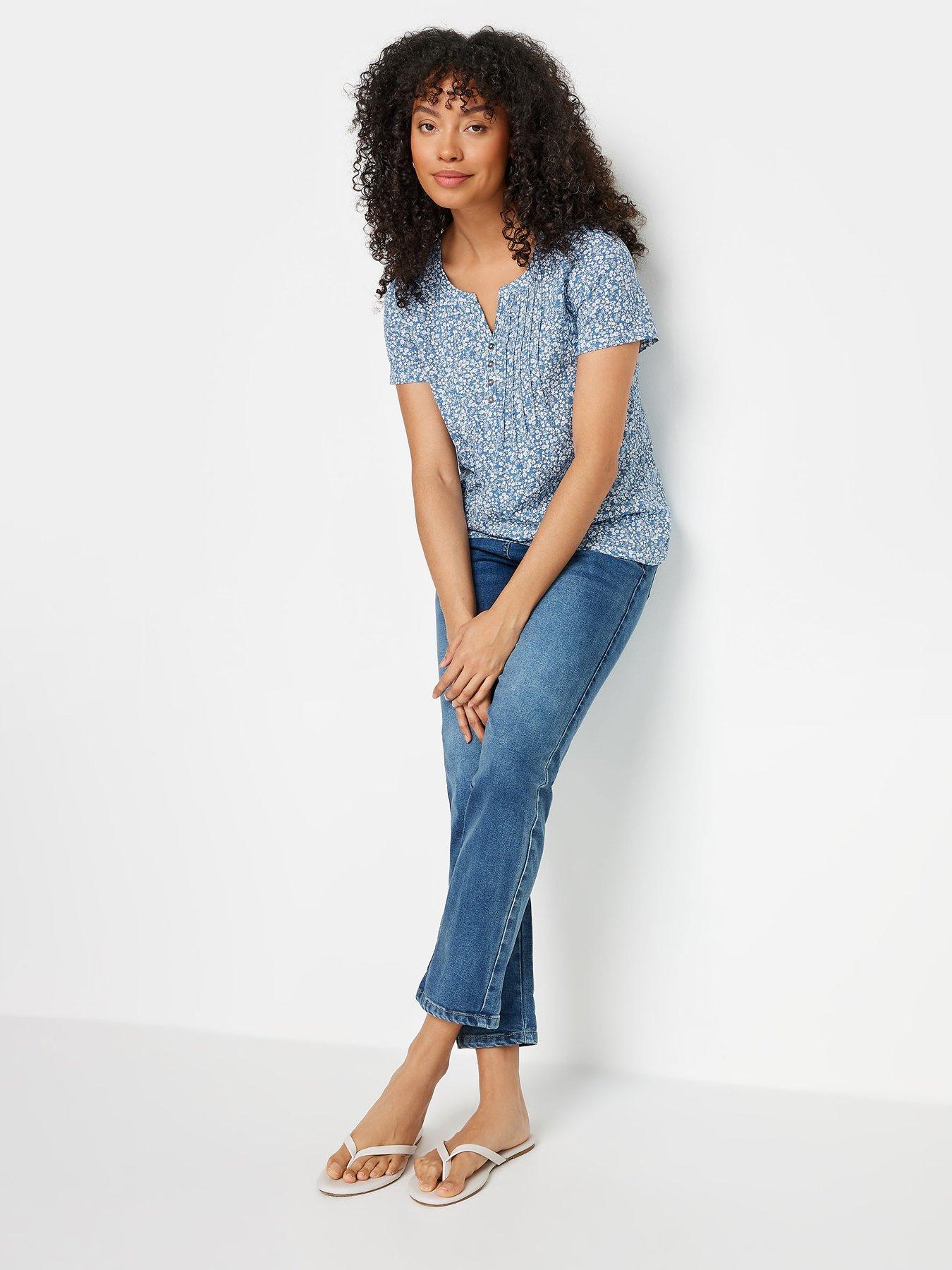 Image 3 of 4 of M&Co Ditsy Cotton Henley T Shirt