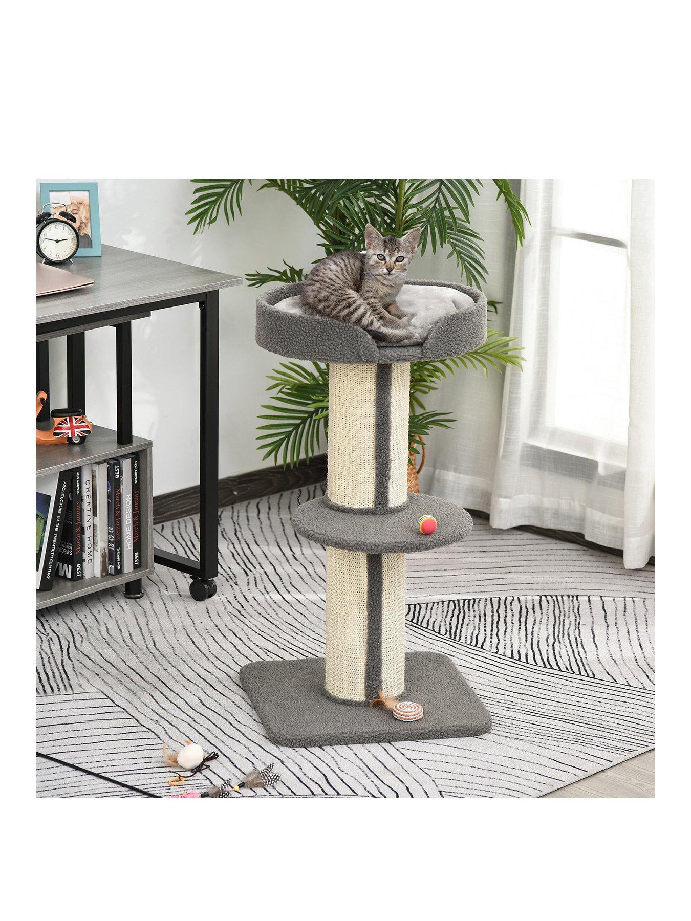Image 1 of 6 of PawHut 91cm Cat Tree with Sisal Scratching Post Grey