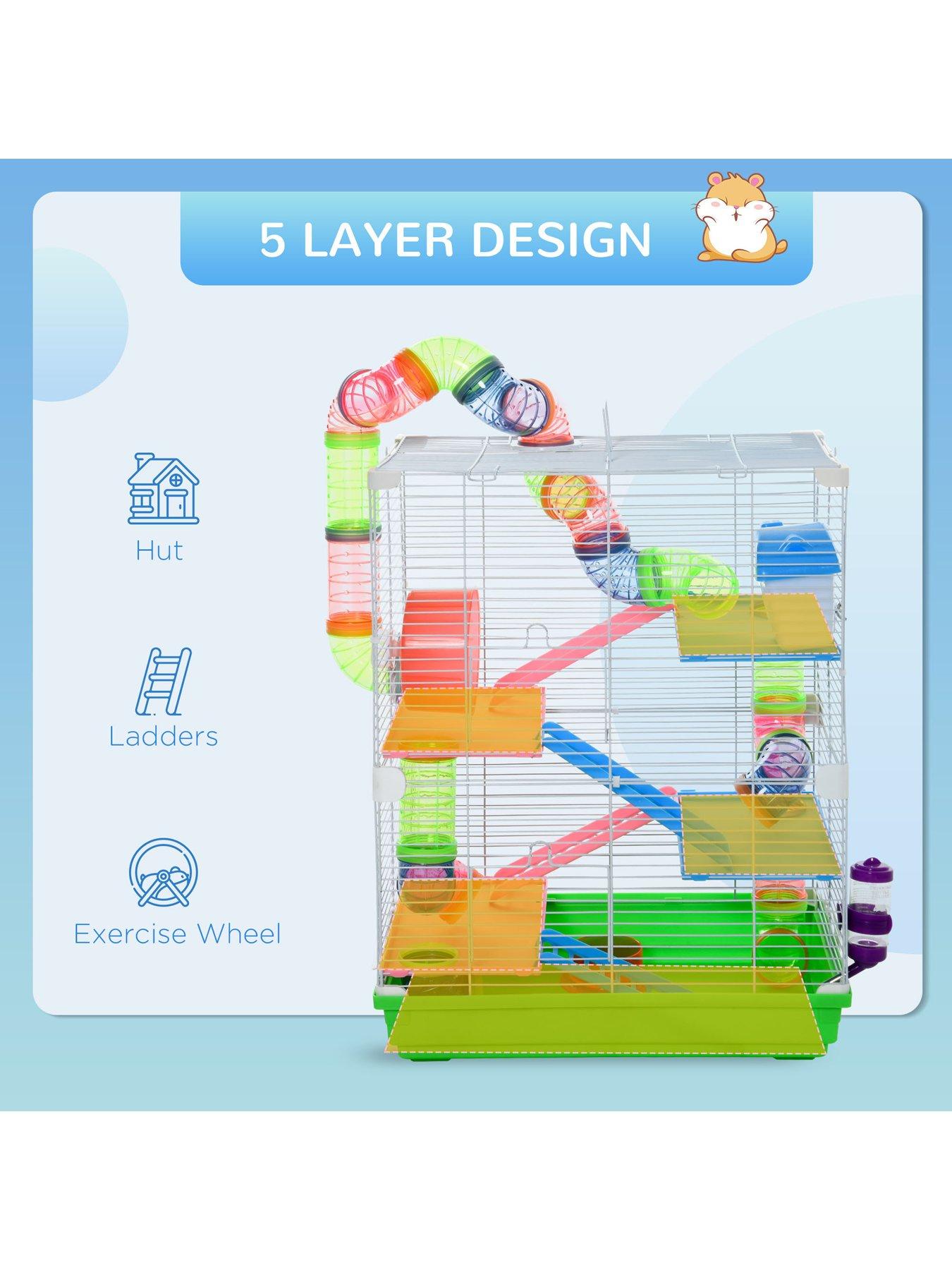 PawHut 5 Tier Hamster Cage Carrier Habitat Small Animal House with ...