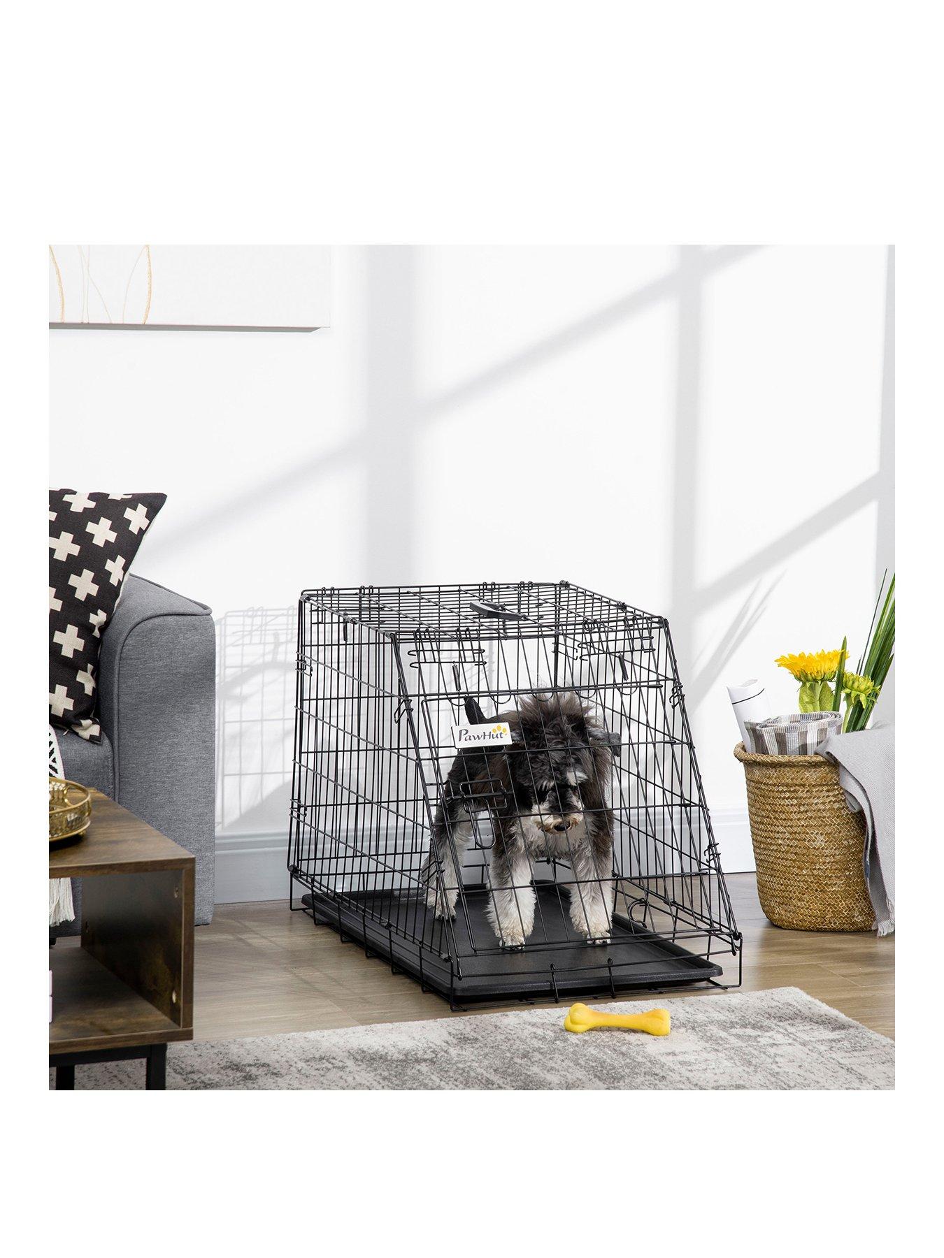 PawHut Metal Dog Car Crate Folding Pet Cage For Small Dog with Removable Tray 77 x 47 x 55cm Very