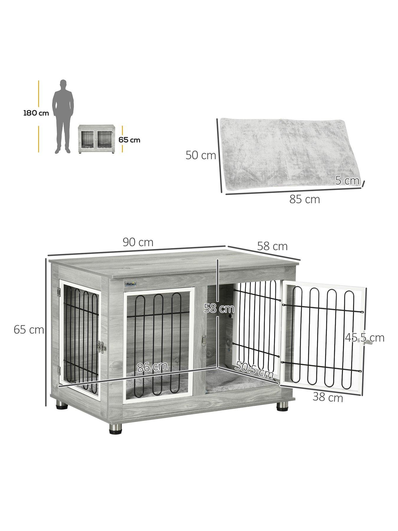 Image 3 of 6 of PawHut Dog Crate Furniture Side End Table with Soft Washable Cushion - Grey