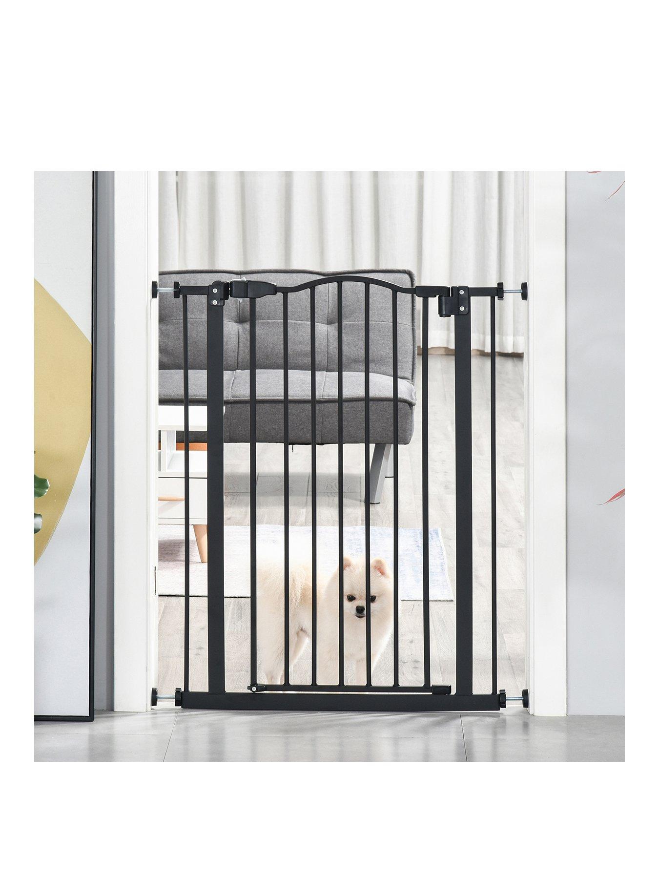 PawHut Dog Gate Pressure Fit 94cm Extra Tall, 74-80cm Wide- Black