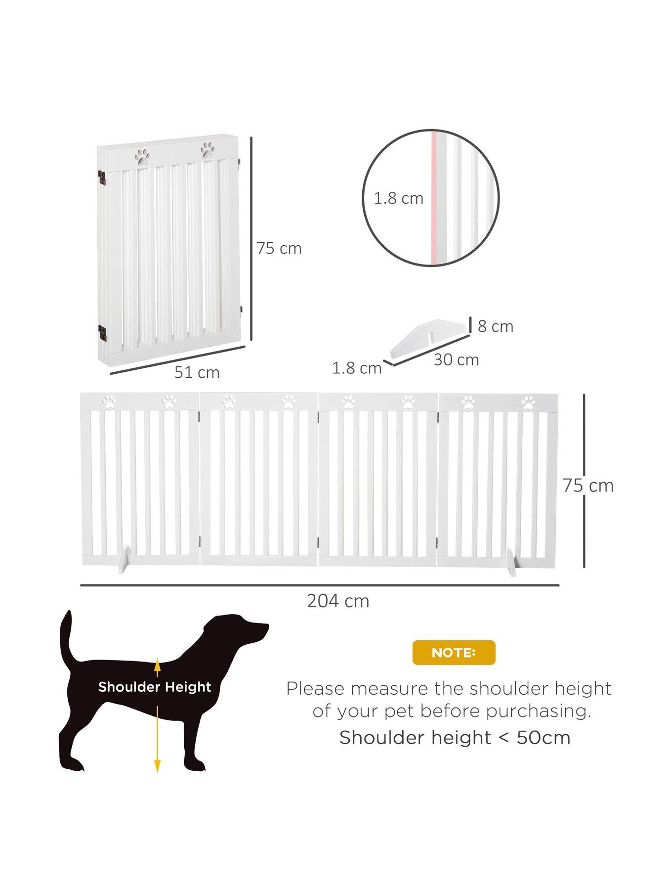 Image 3 of 6 of PawHut Freestanding Pet Gate 4 Panel Dog Barrier Folding Safety Fence with Support Feet -White