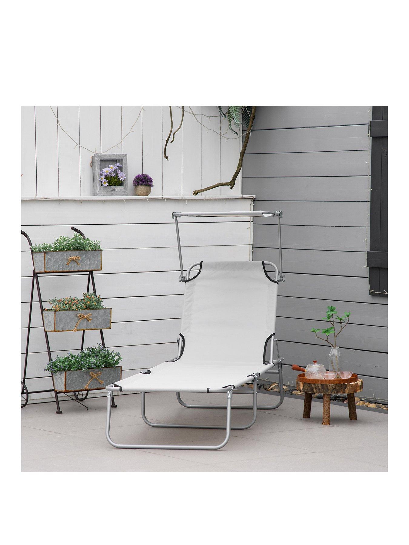 Product photograph of Outsunny Sun Lounger Built-in Sun Visor from very.co.uk
