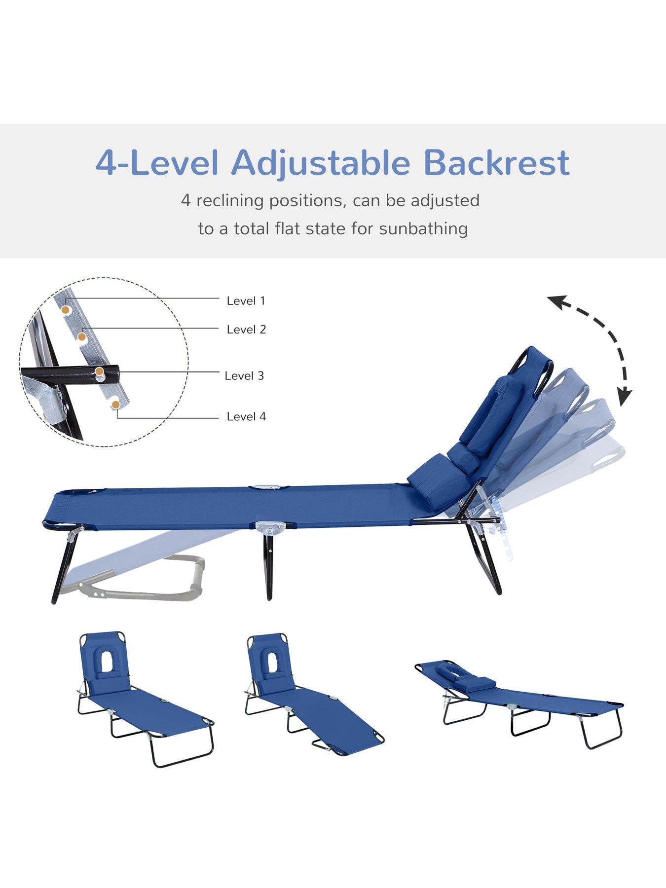 Image 4 of 6 of OutSunny Sun Lounger (Massage-Style) - Blue