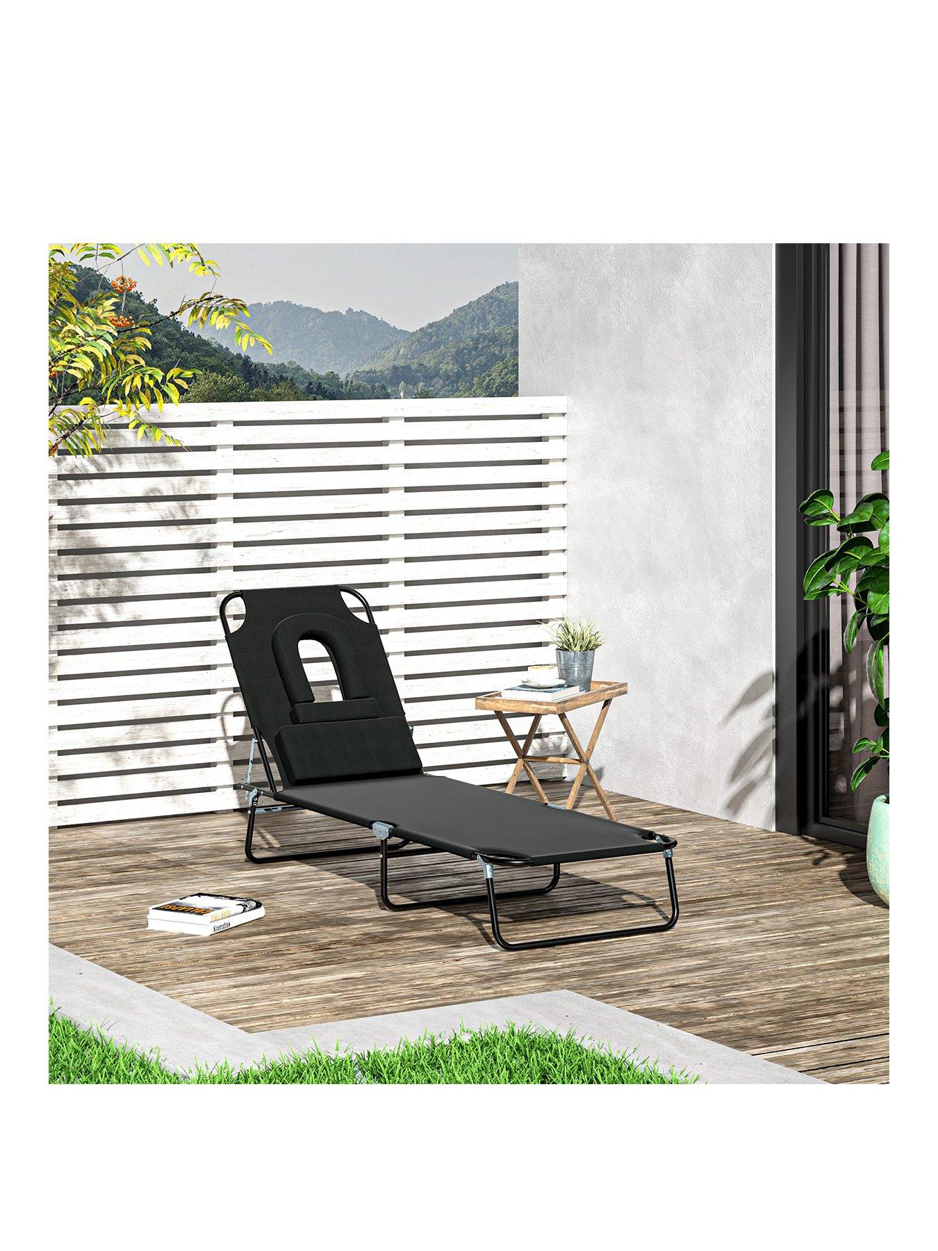 Product photograph of Outsunny Sun Lounger Massage-style - Black from very.co.uk