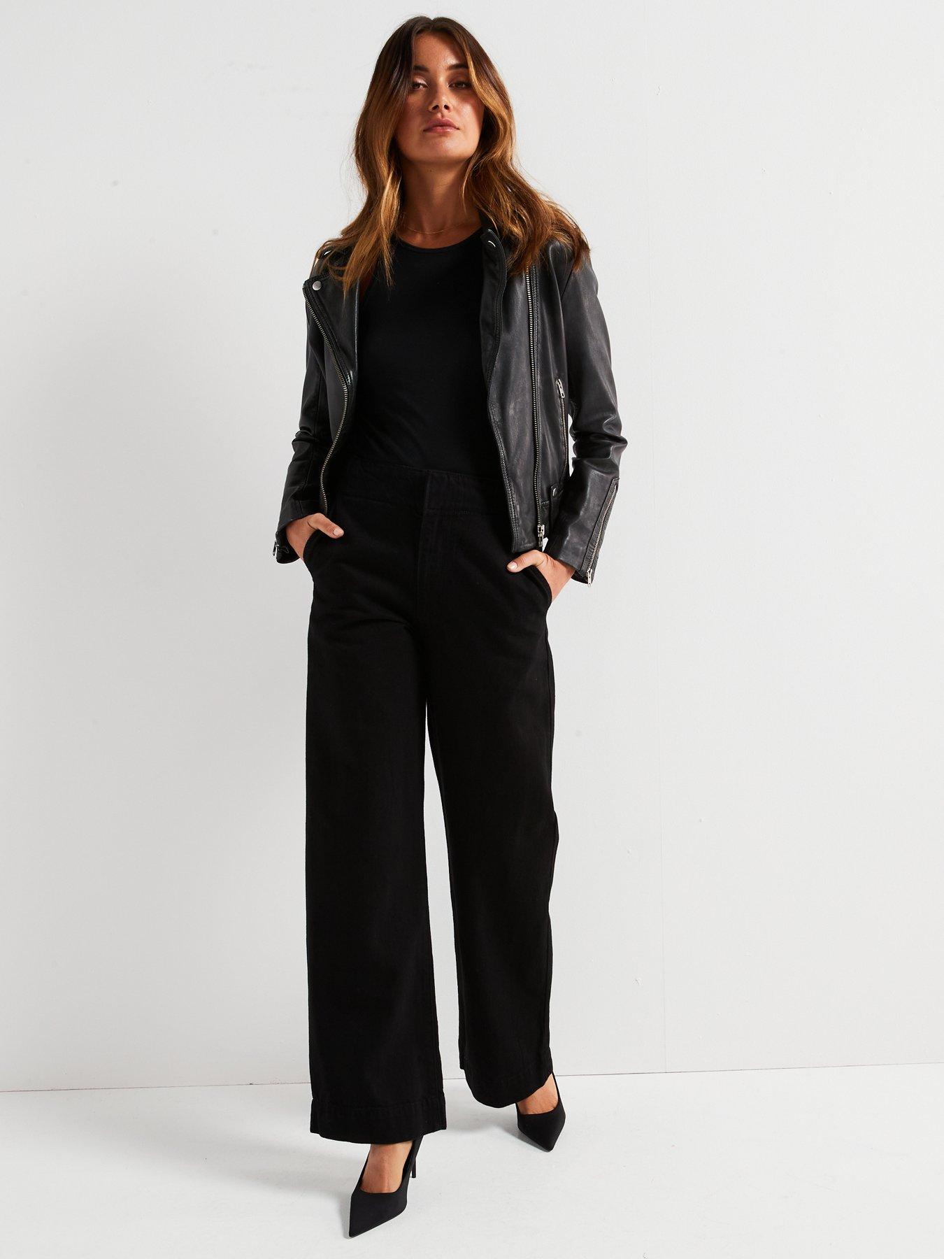 Levi Pants Ribcage Black Vegan Leather Straight Leg Pants Buy