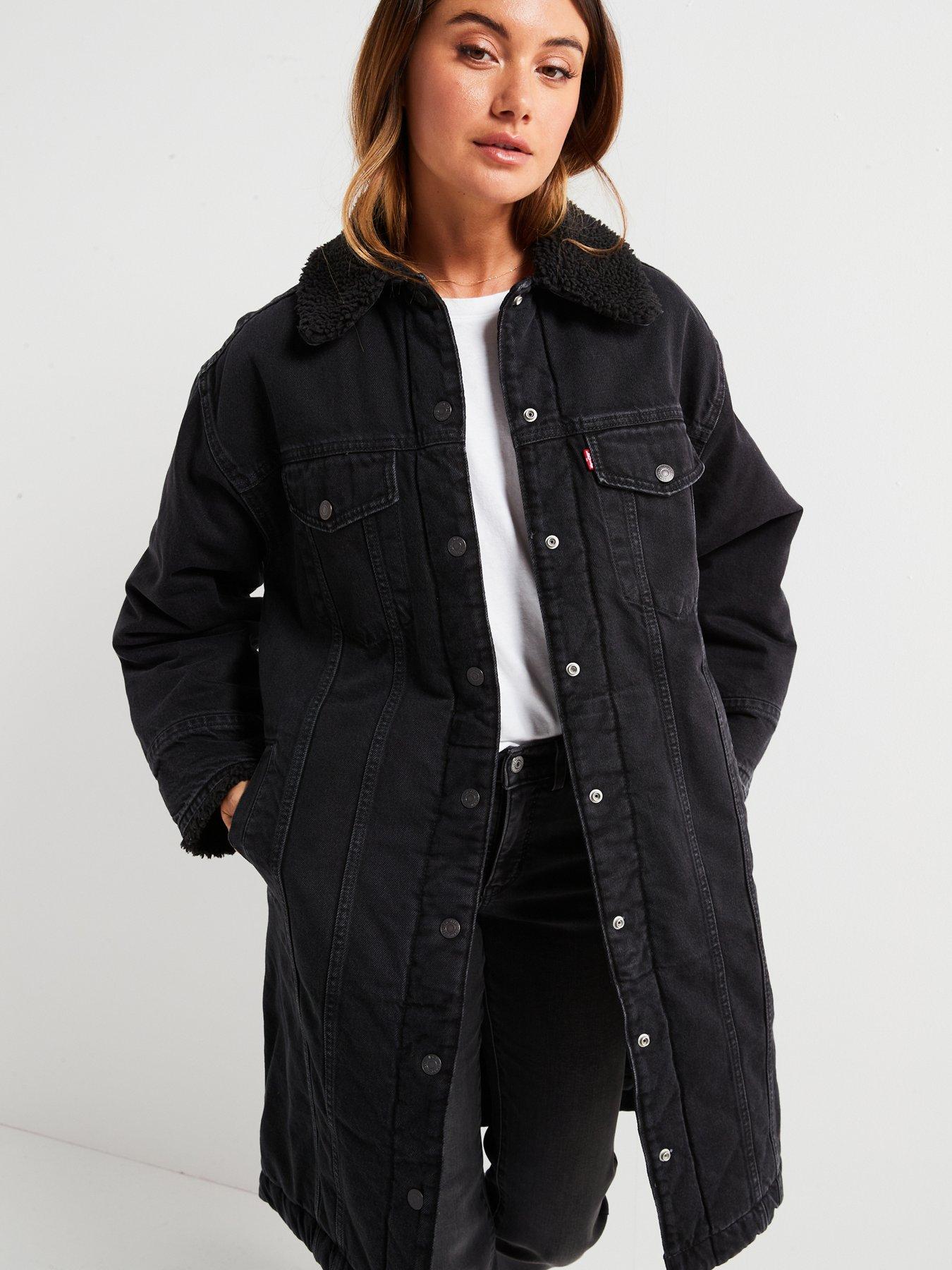 Longline Padded Trucker Jacket Come Back Trucker Black