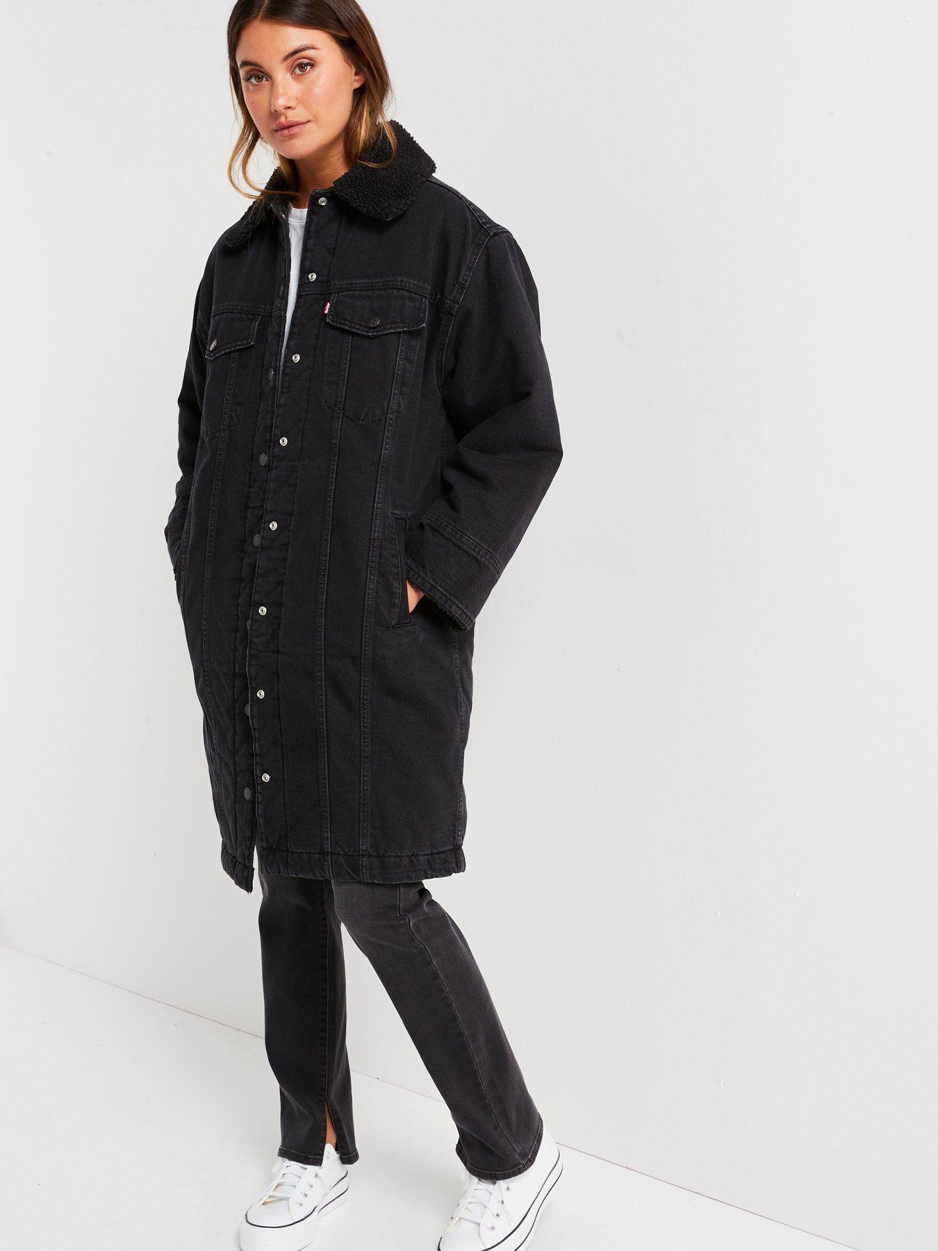 Longline Padded Trucker Jacket Come Back Trucker Black