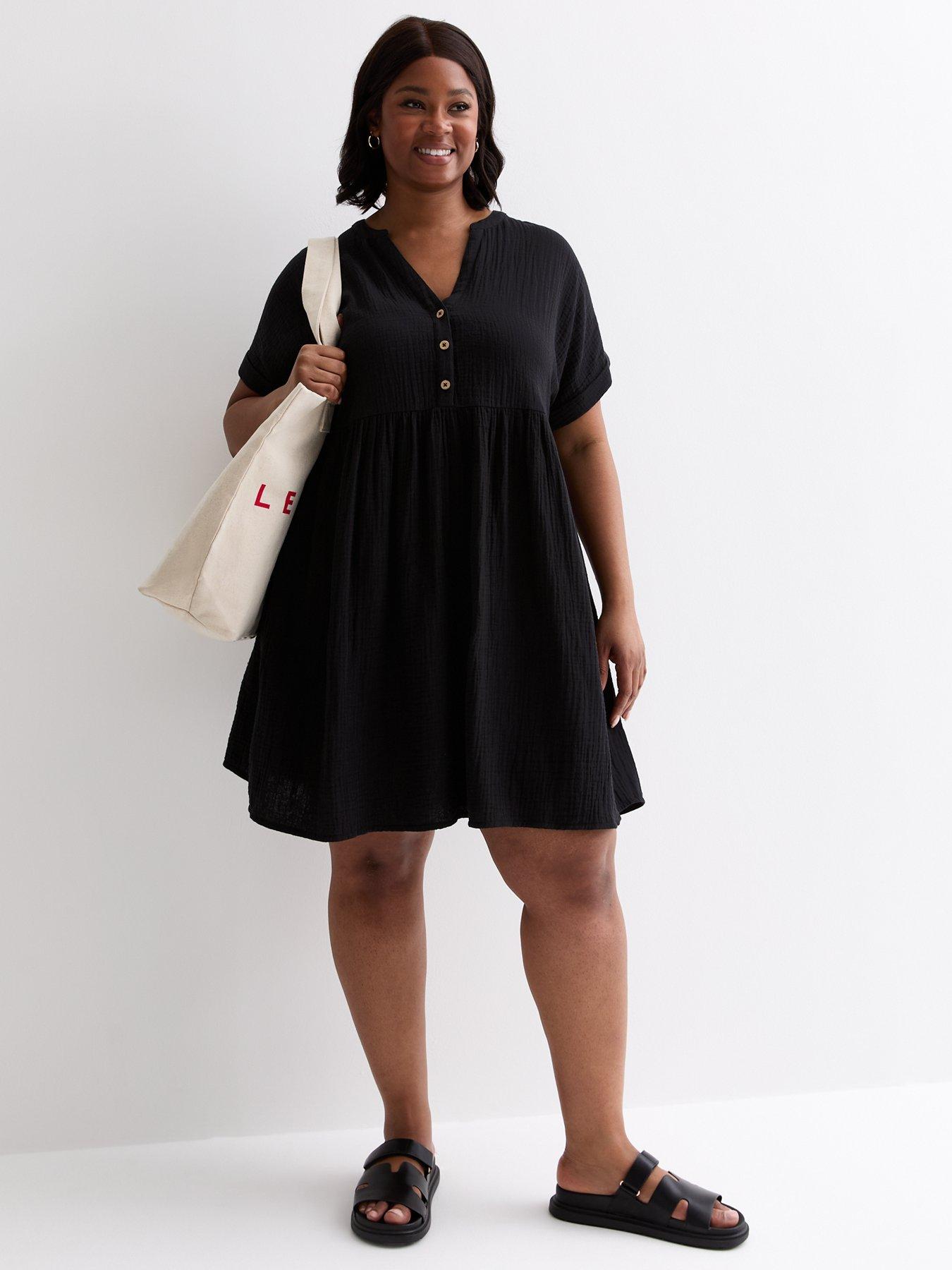 Black cotton smock dress best sale