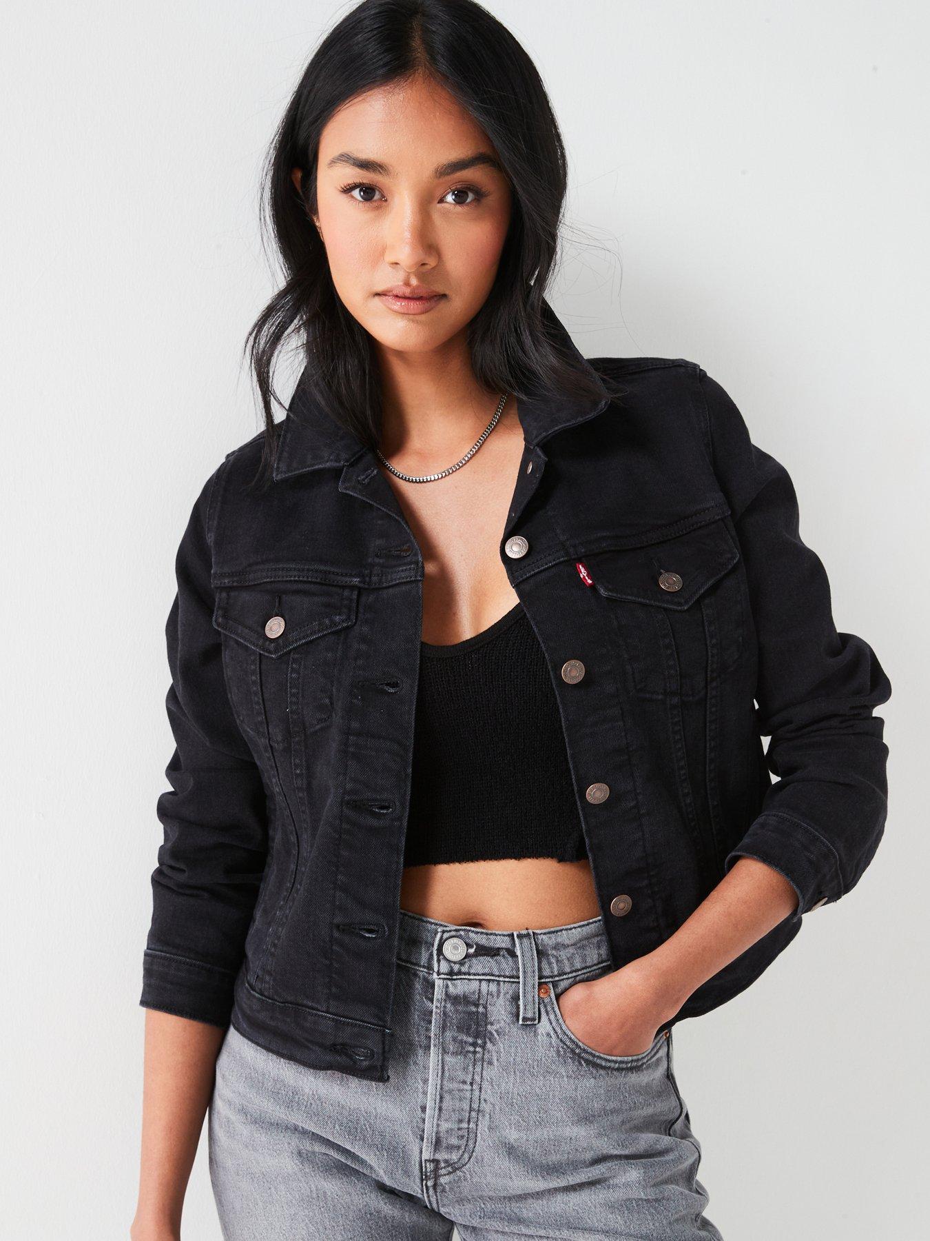 Black jean jacket womens best sale