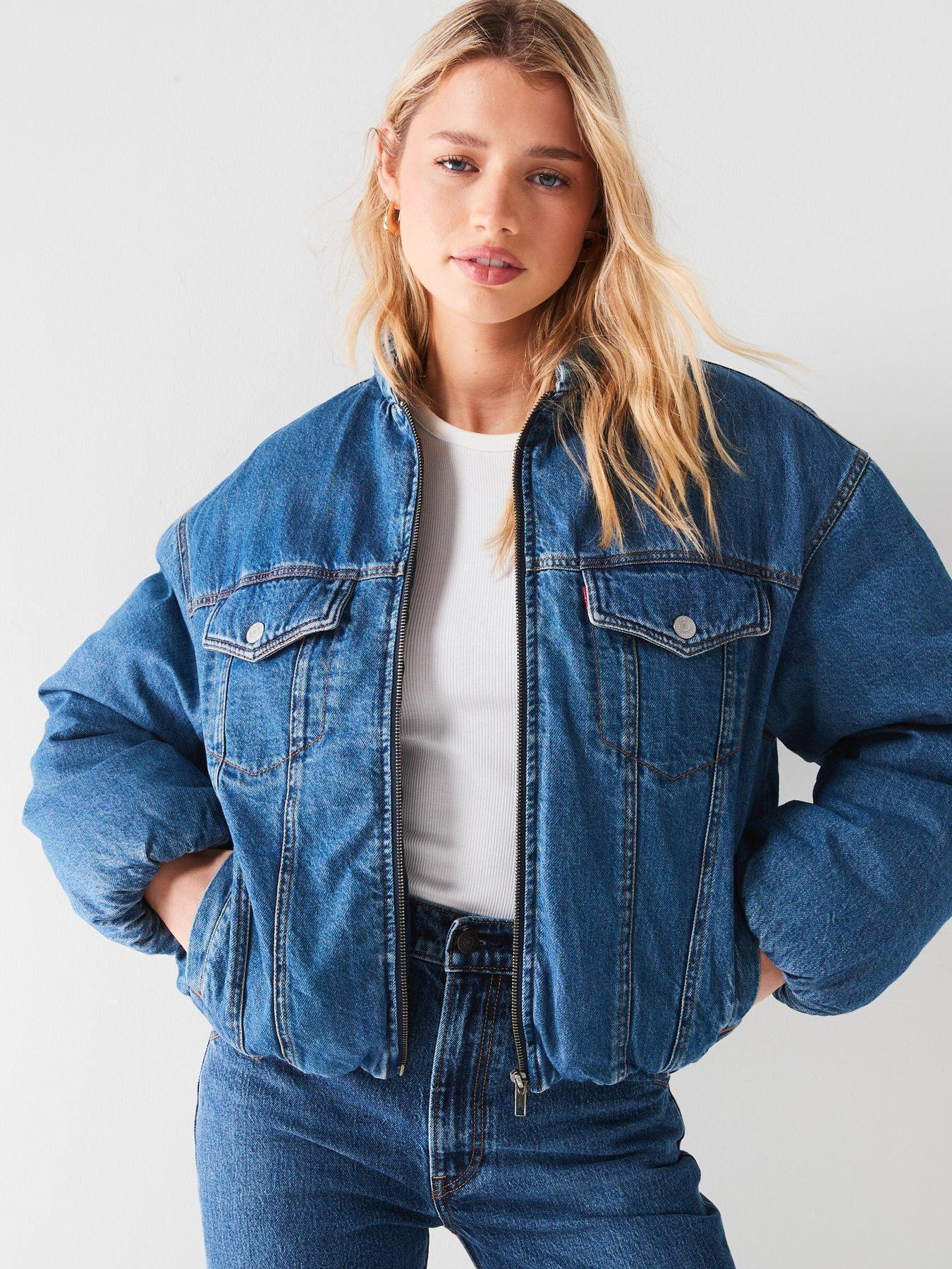 Padded denim jacket womens on sale