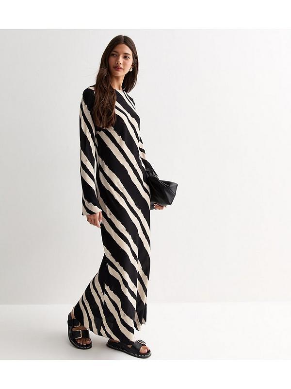 New Look Black Diagonal Stripe Maxi Dress | Very.co.uk