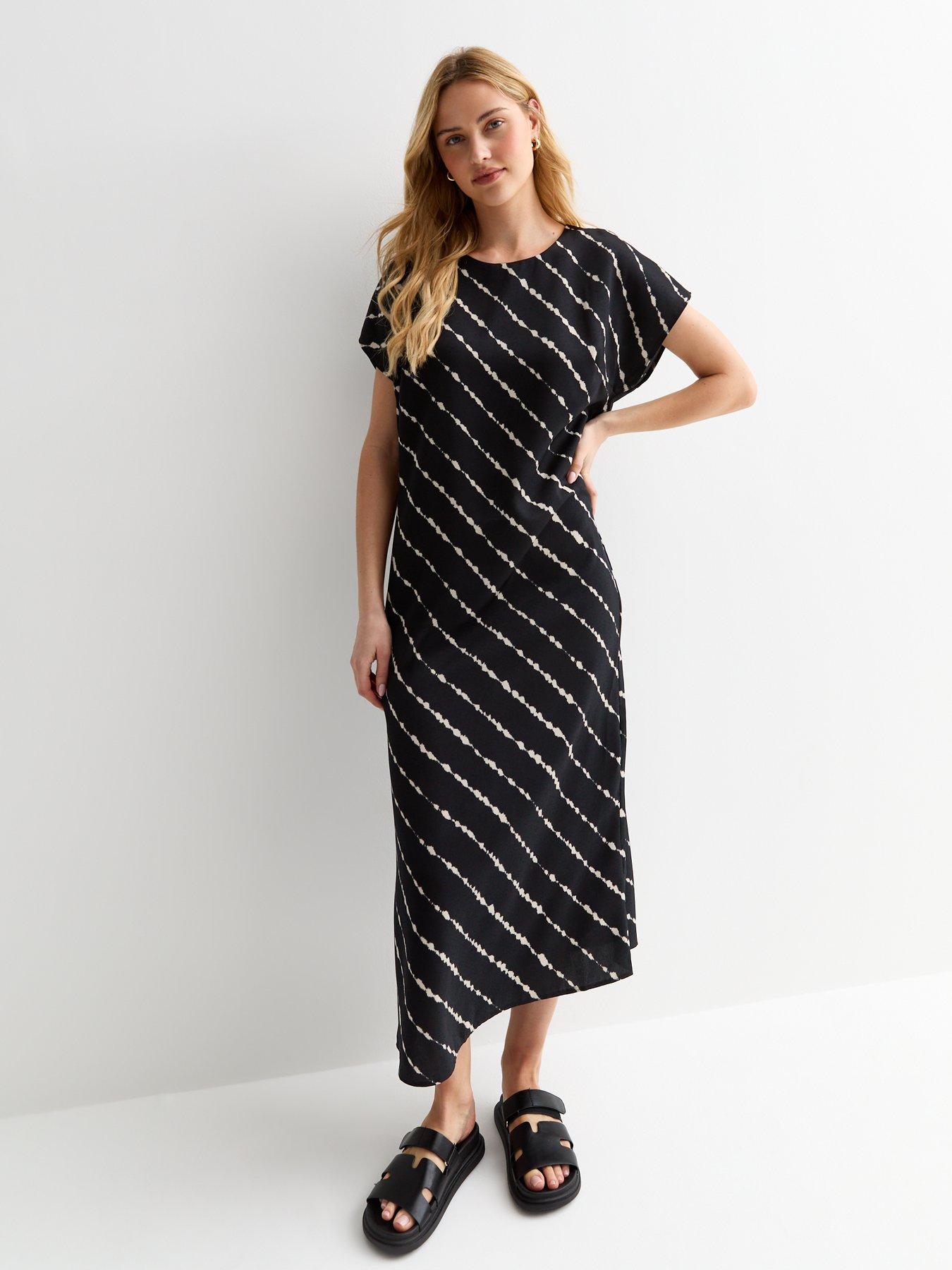 New Look Diagonal Stripe Midi Dress - Black | Very