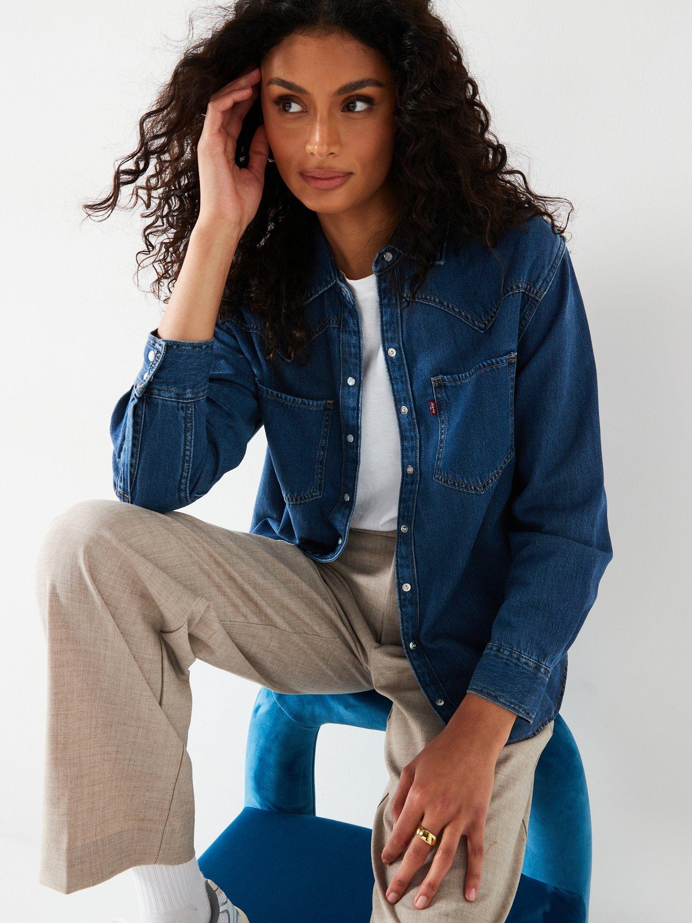 Levi's Teodora Western Shirt, Blue, Size S, Women