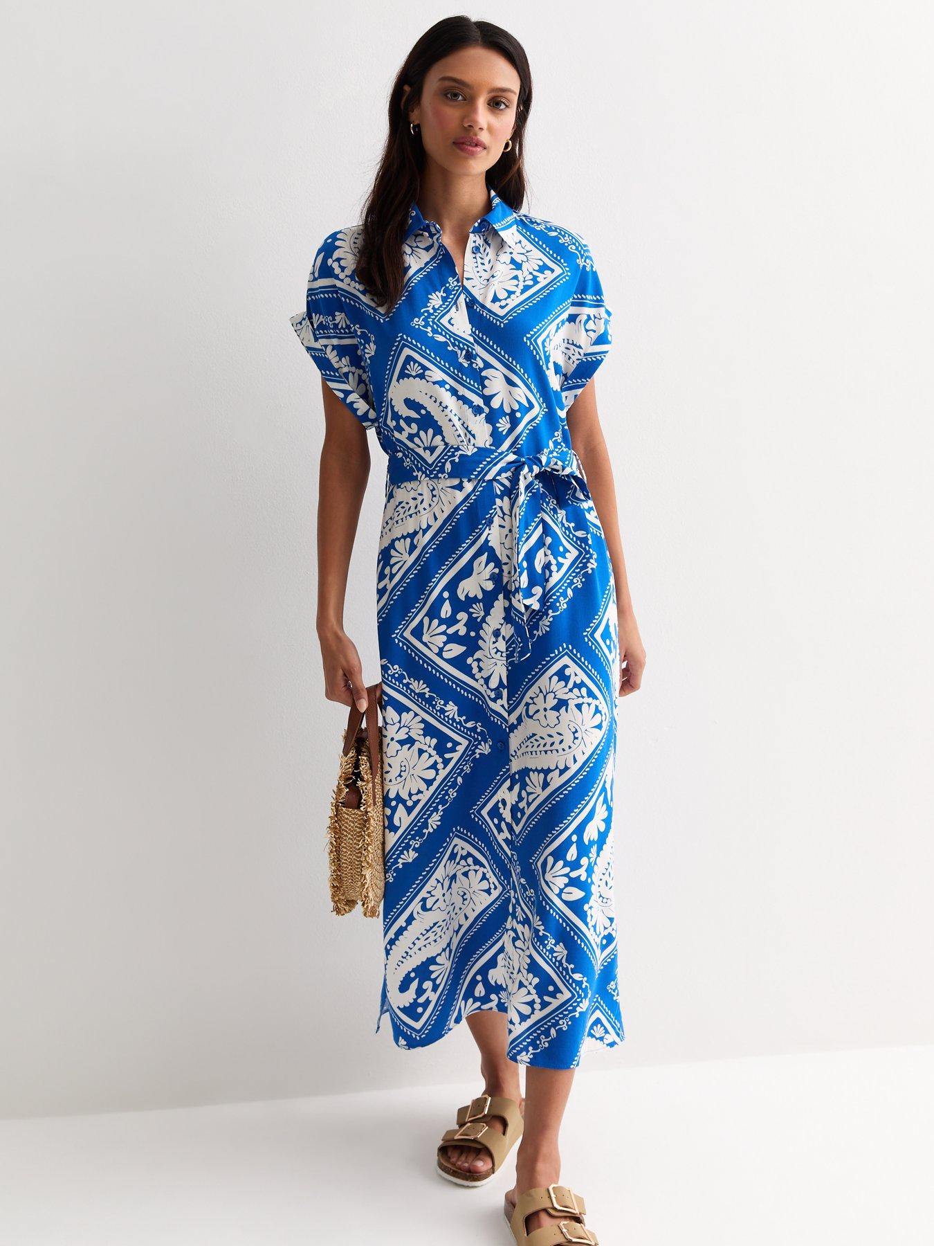 Blue tile print dress best sale