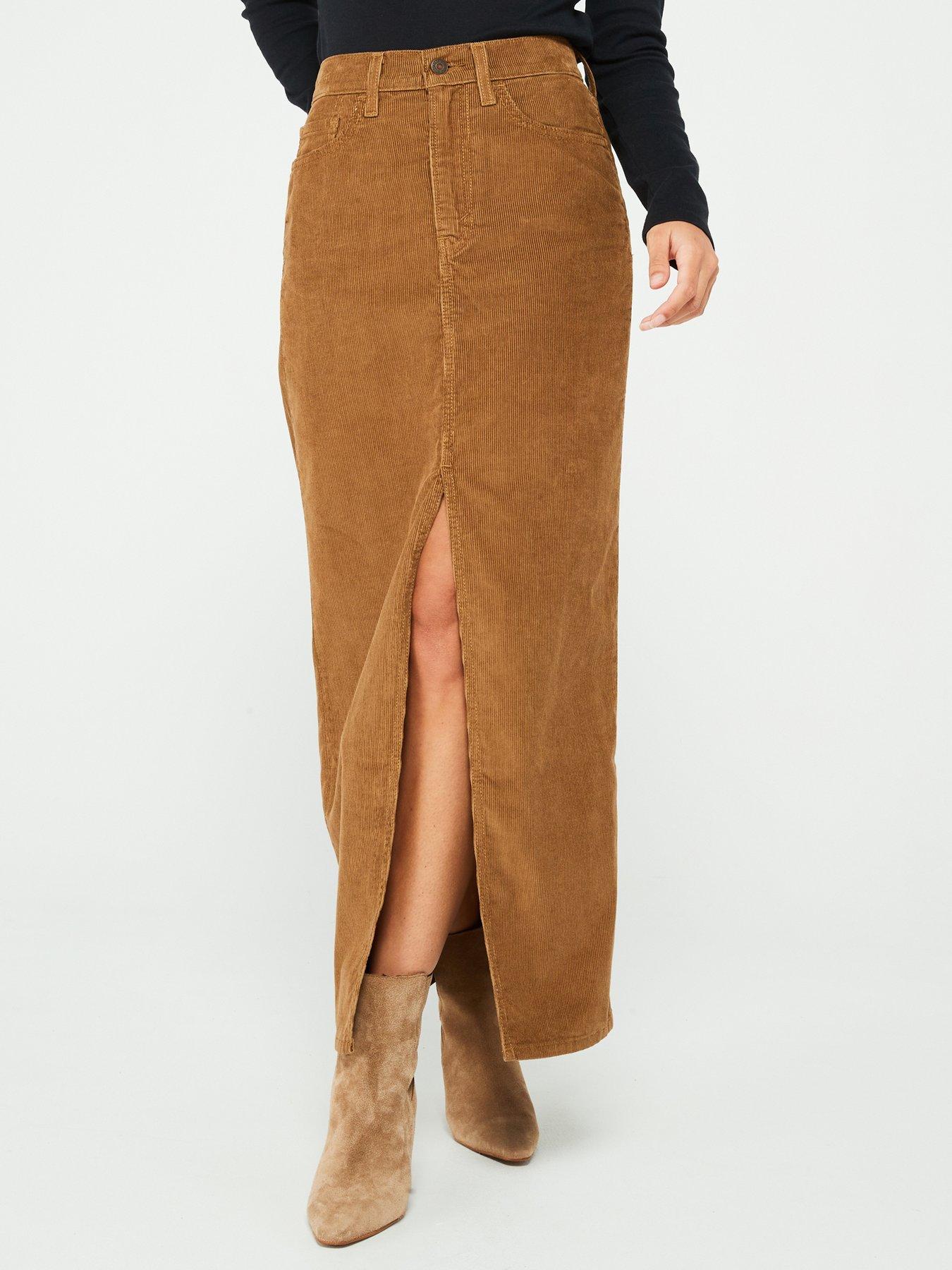 undefined Ankle Column Skirt - Ermine - Brown