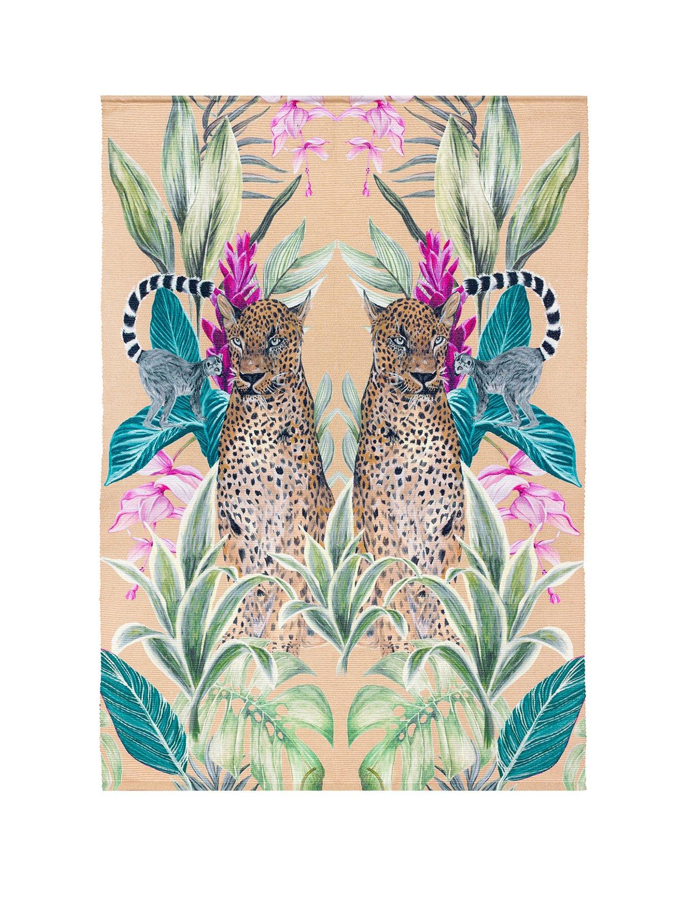 Product photograph of Wylder Kali Leopards Indoor Outdoor Washable Rug from very.co.uk