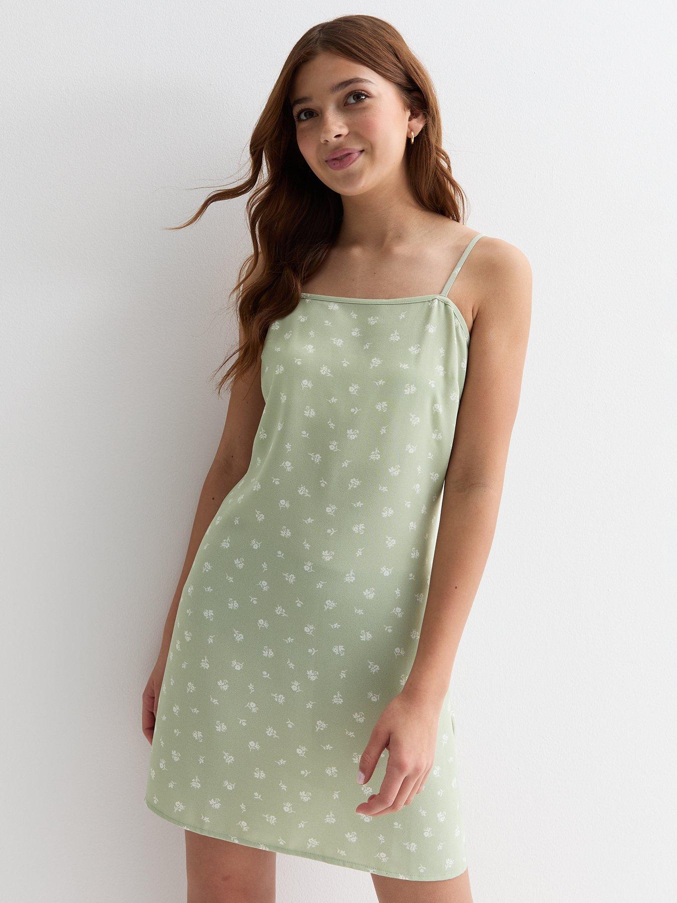 New Look 915 Girls Green Ditsy Floral Strappy Dress Very