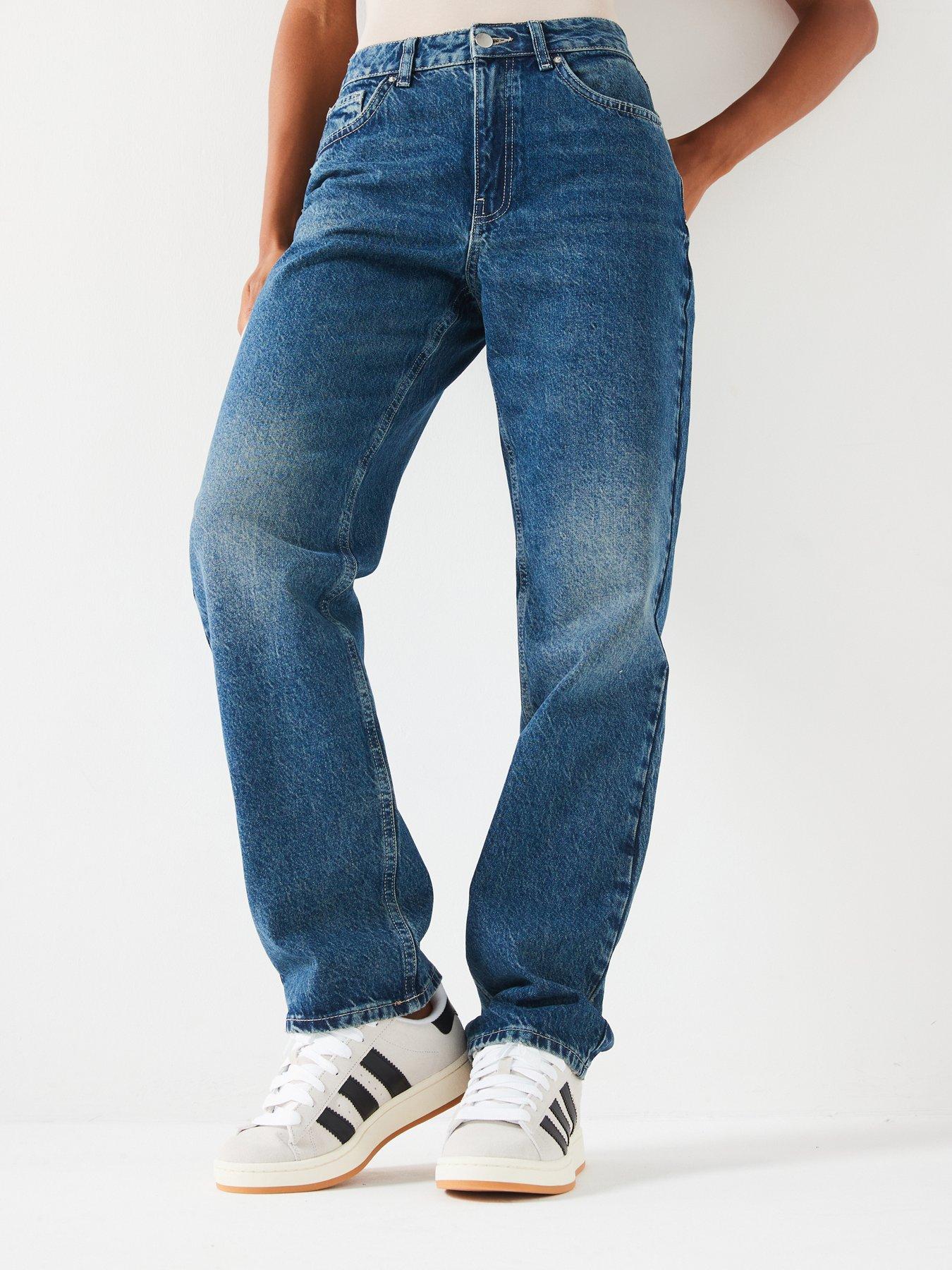 undefined High Waist Relaxed Fit Jeans - Midi Wash