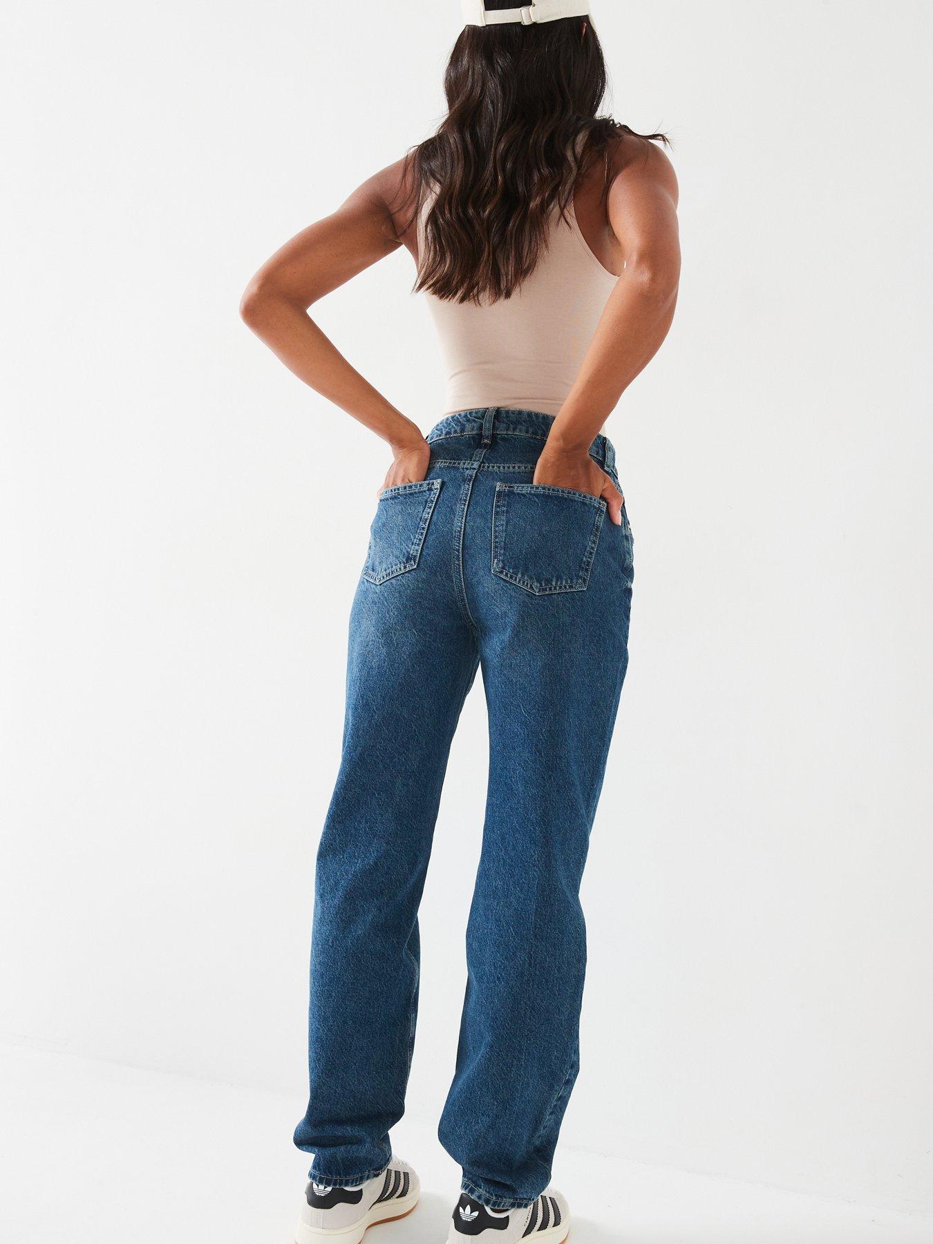 V by Very High Waist Relaxed Fit Jeans - Mid Wash | Very.co.uk