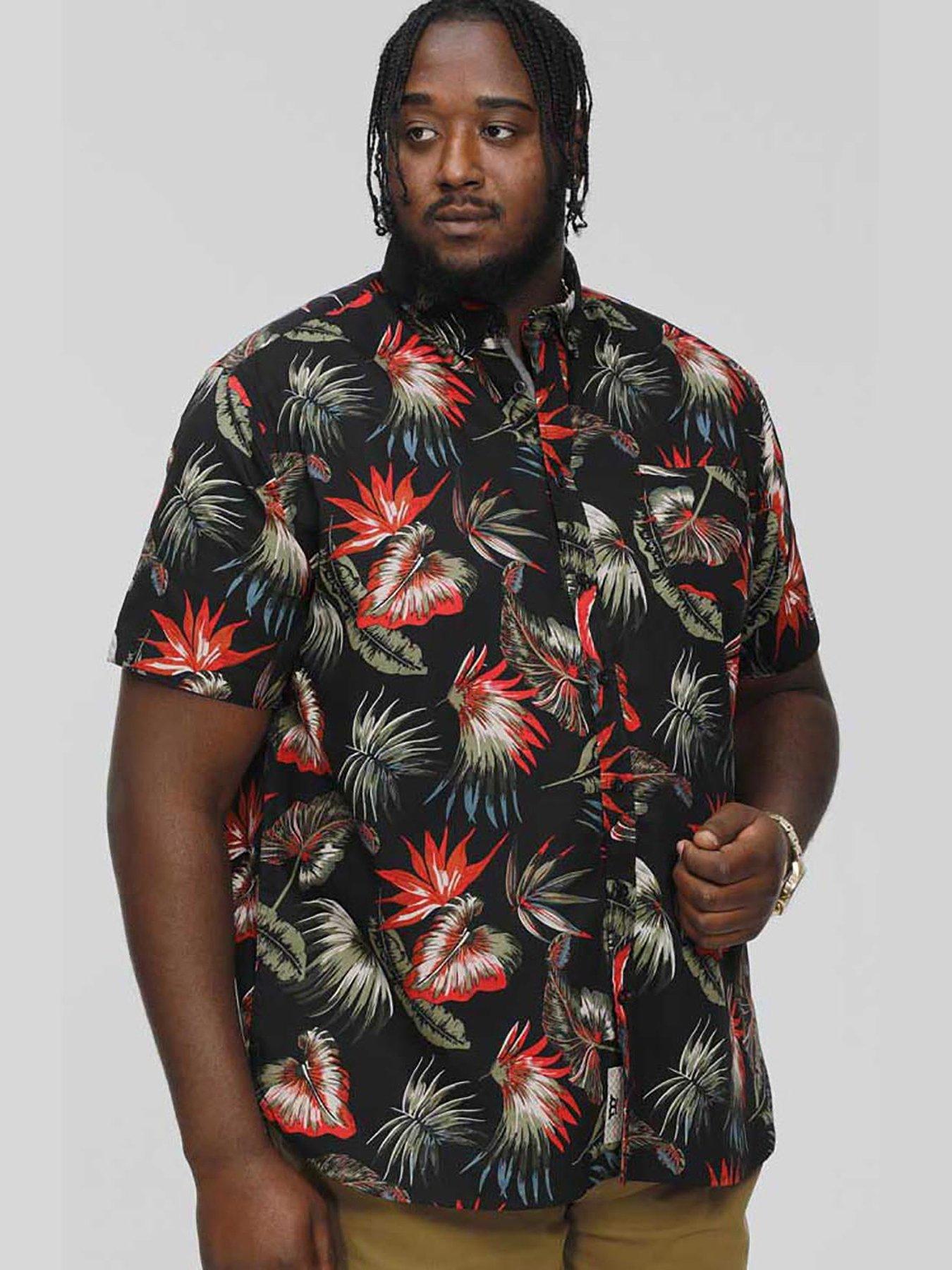 D555 Lennox Hawaiian Print Short Sleeve Shirt - Black