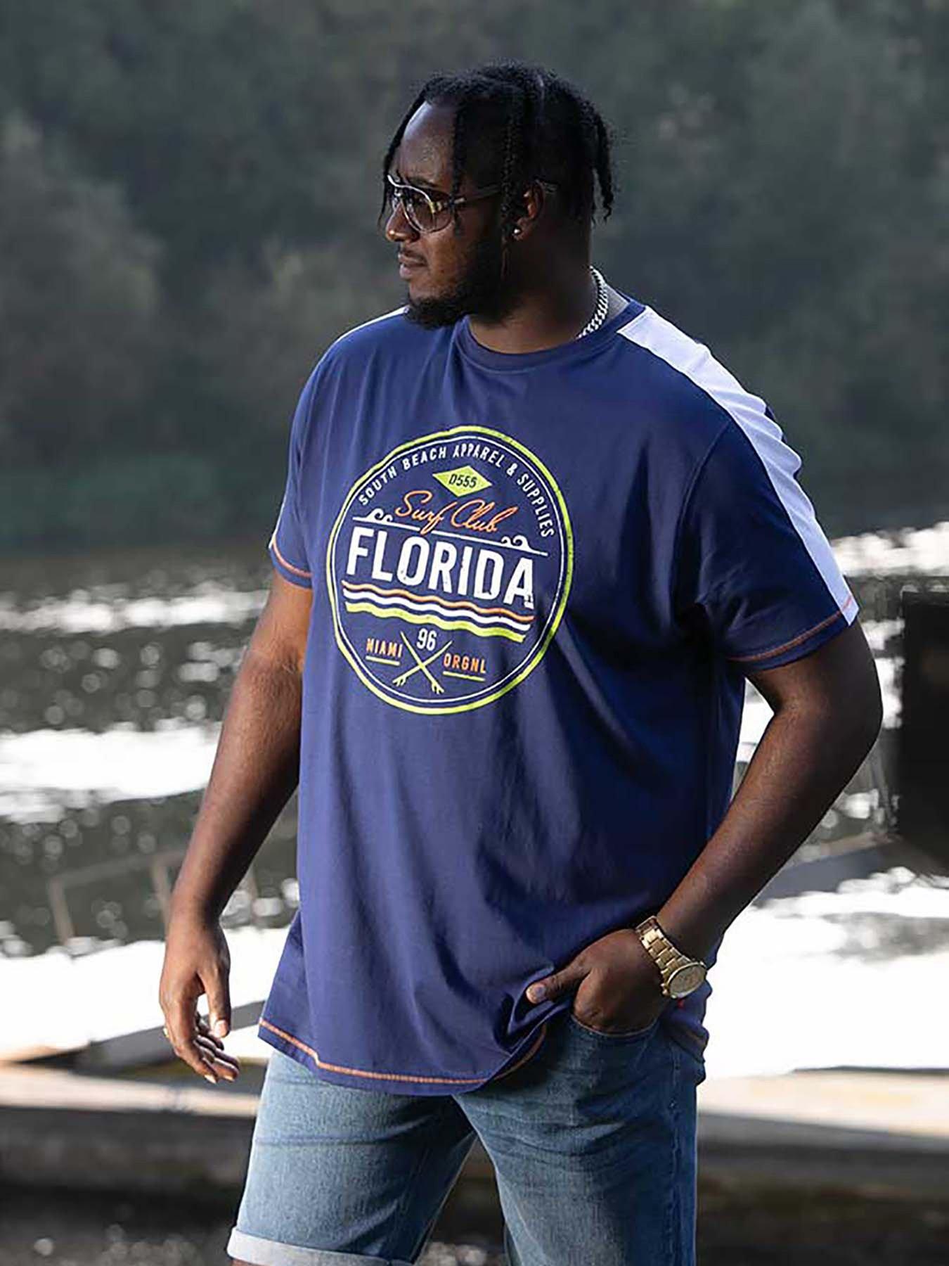D555 Cadman Florida Surf Club Print T-shirt - Royal Blue/white