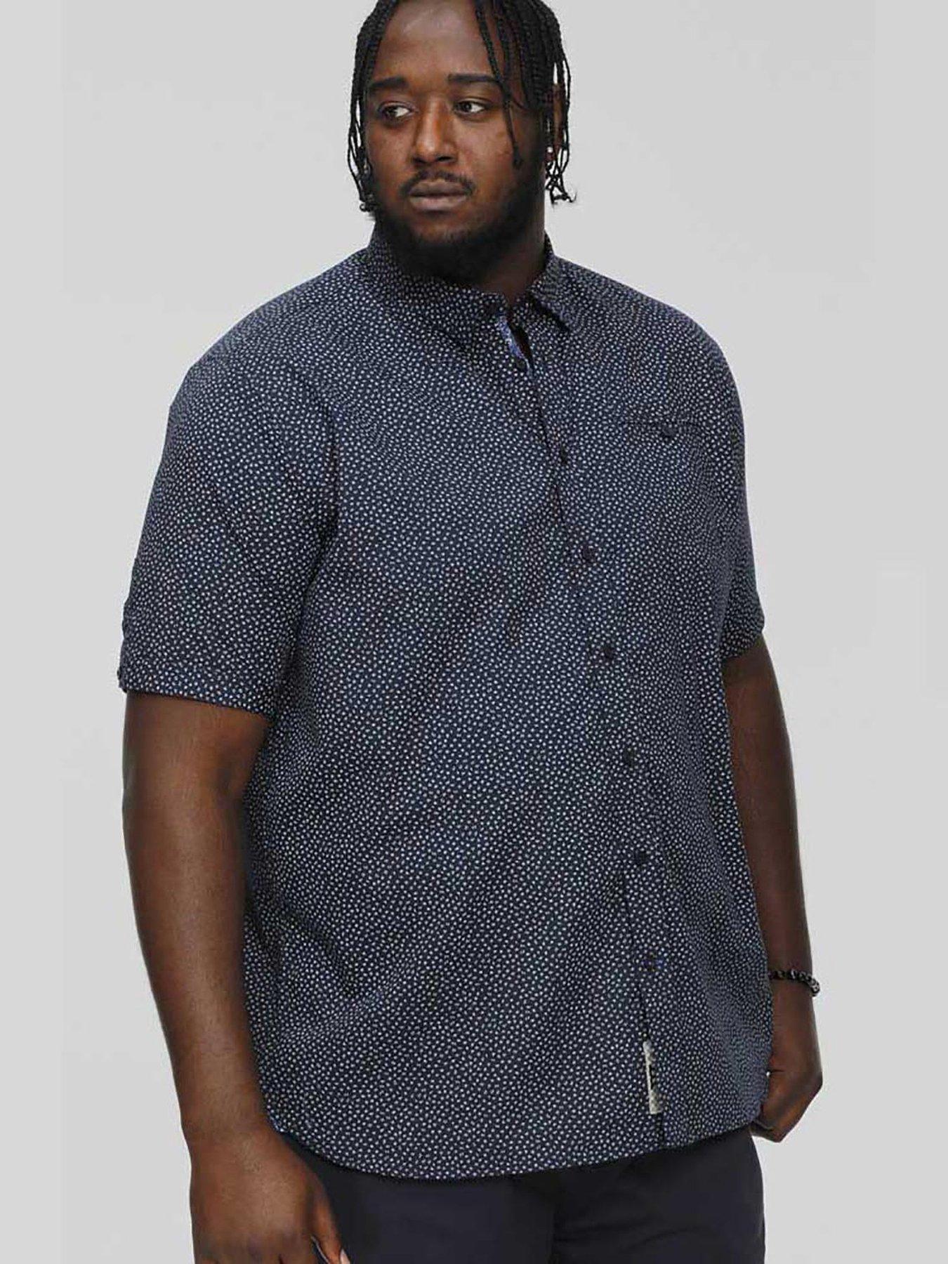 Image 1 of 4 of D555 Brody Micro Print Short Sleeve Shirt -navy